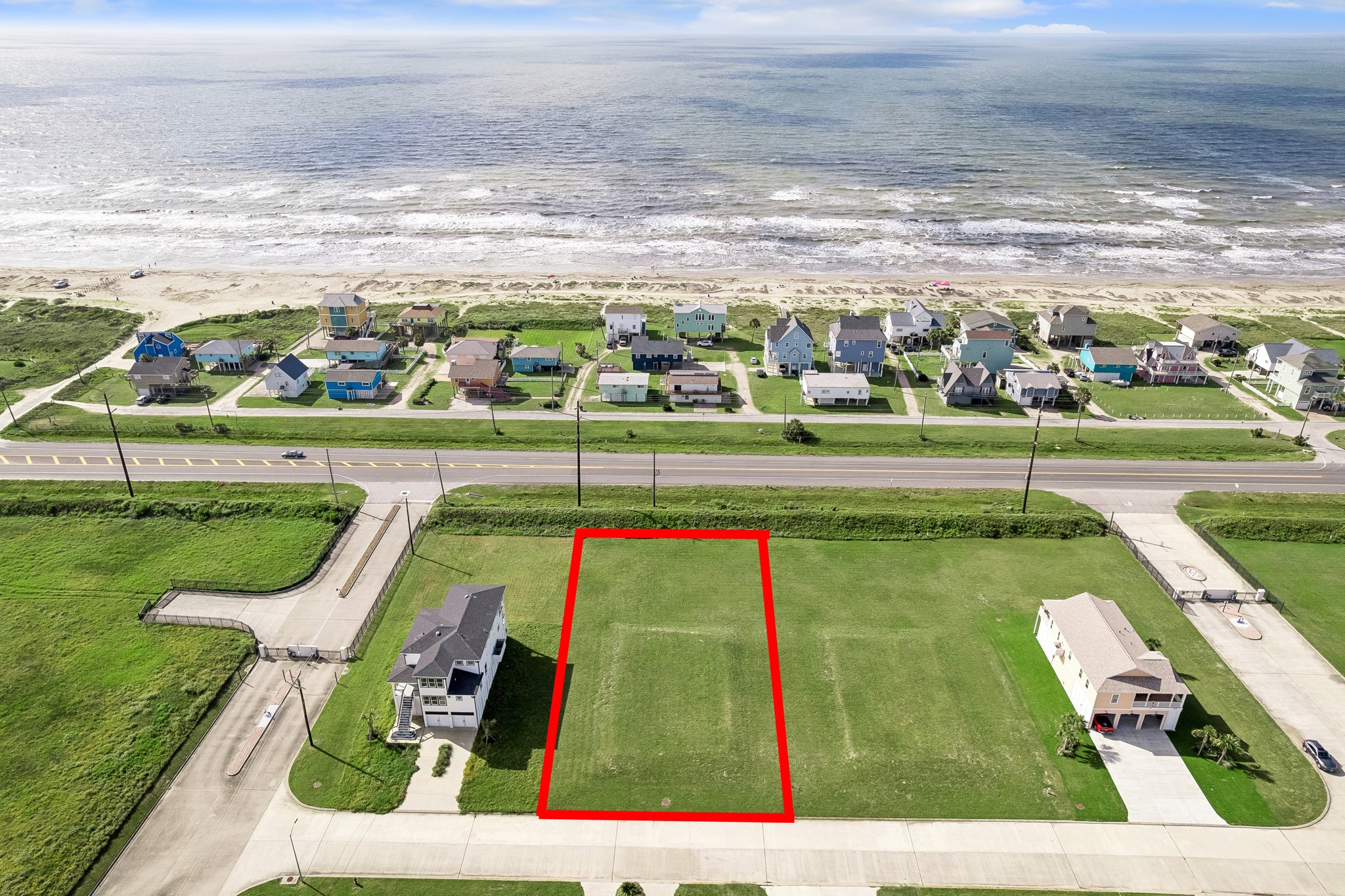 Positioned in Sunset Cove, this cleared homesite is outlined for easy reference, offering a strong build site with the Gulf just across the road.
