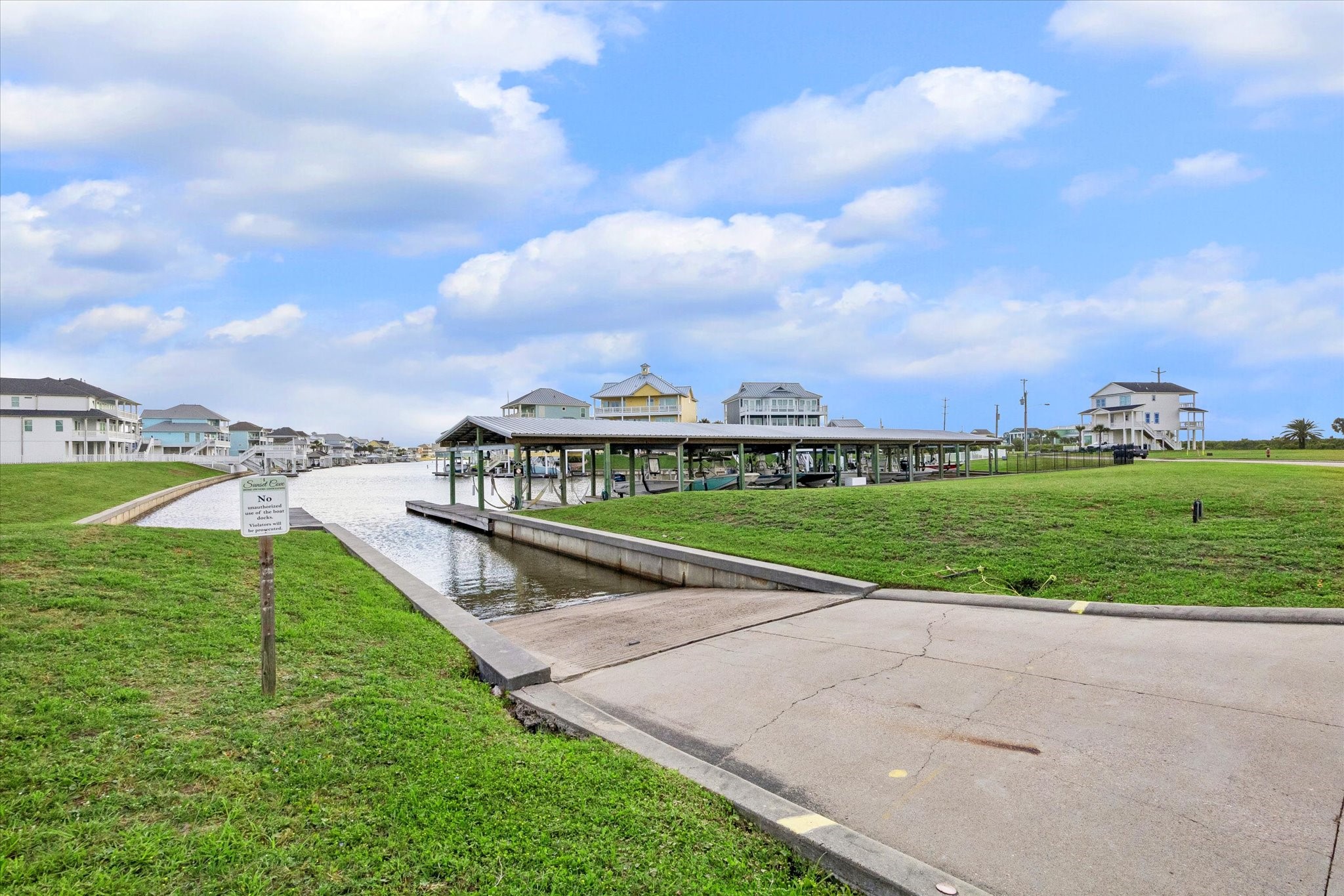 Private boat ramp access makes it easy to get on the water right from inside Sunset Cove. Covered boat slips nearby add to the neighborhoods coastal feel and everyday convenience.
