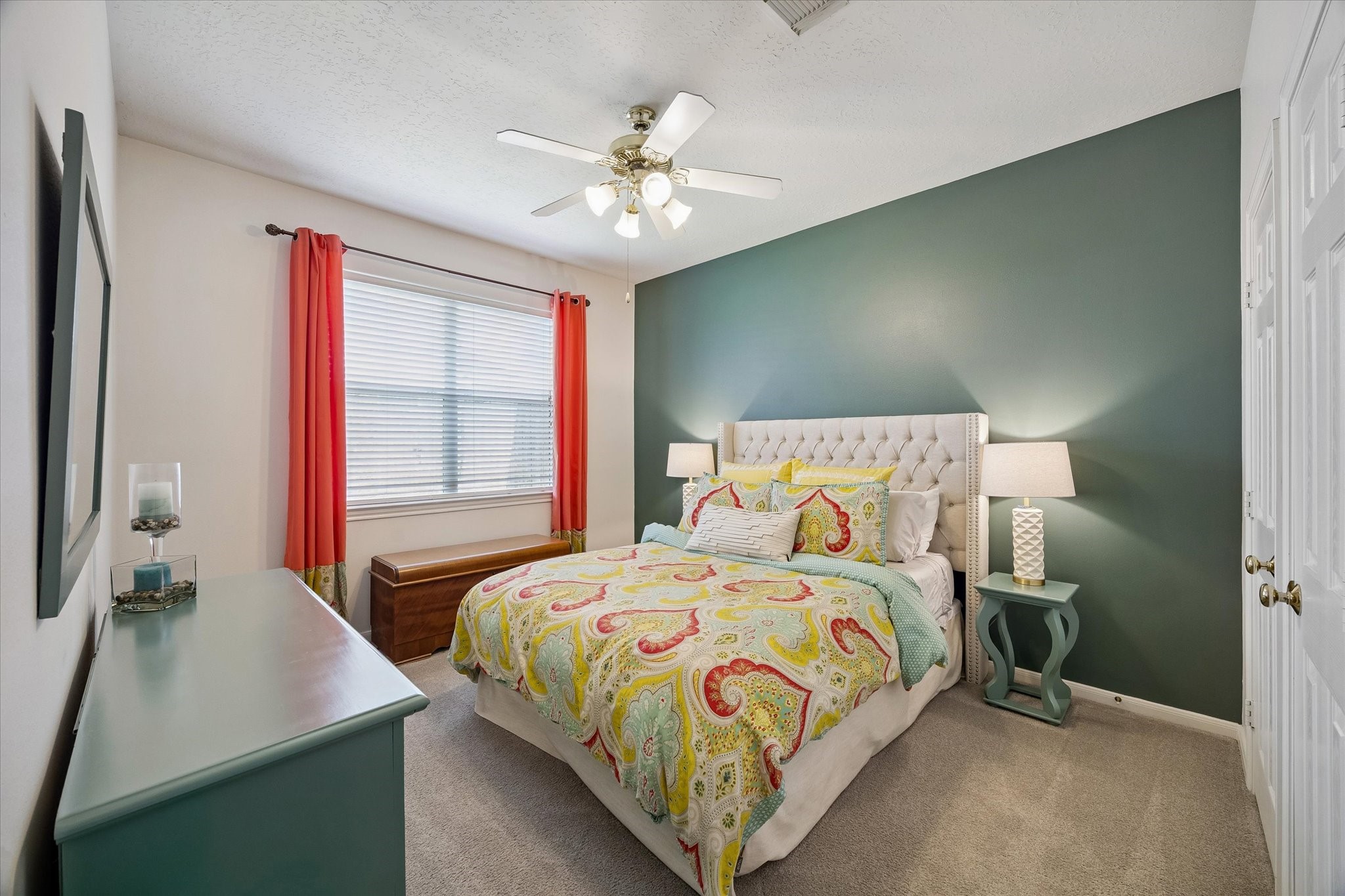 Bedroom features a deep, double door closet.