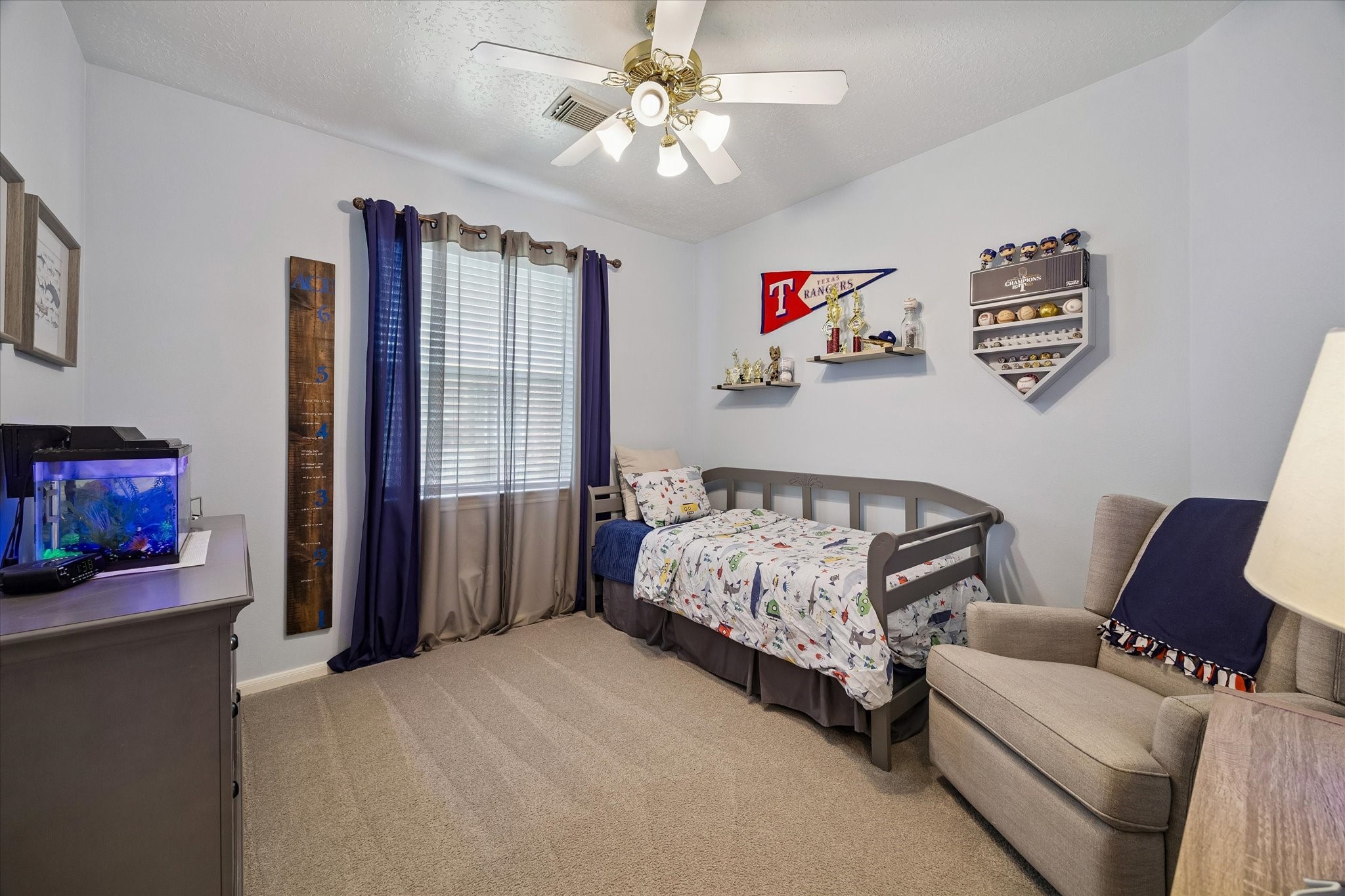 This bedroom has a walk-in closet.