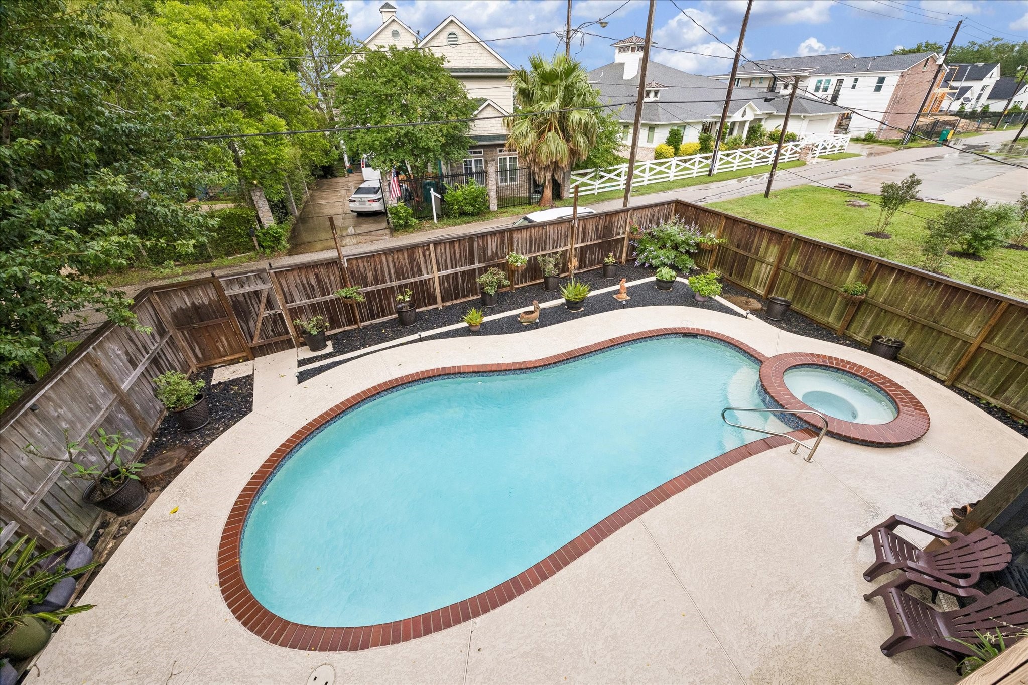 Pool area with enclosed fence.
