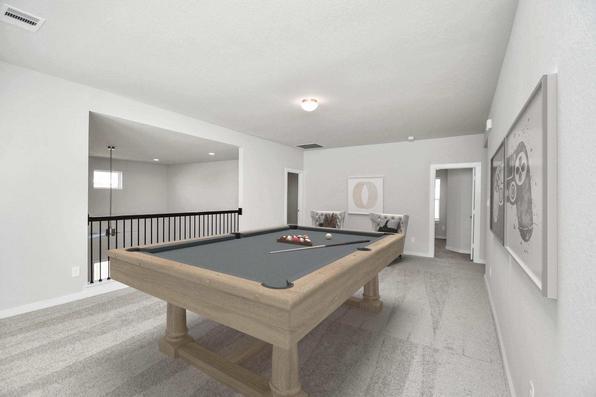Virtually Staged - Game Room. Sample photo of completed home with similar floor plan. Actual colors and selections may vary.