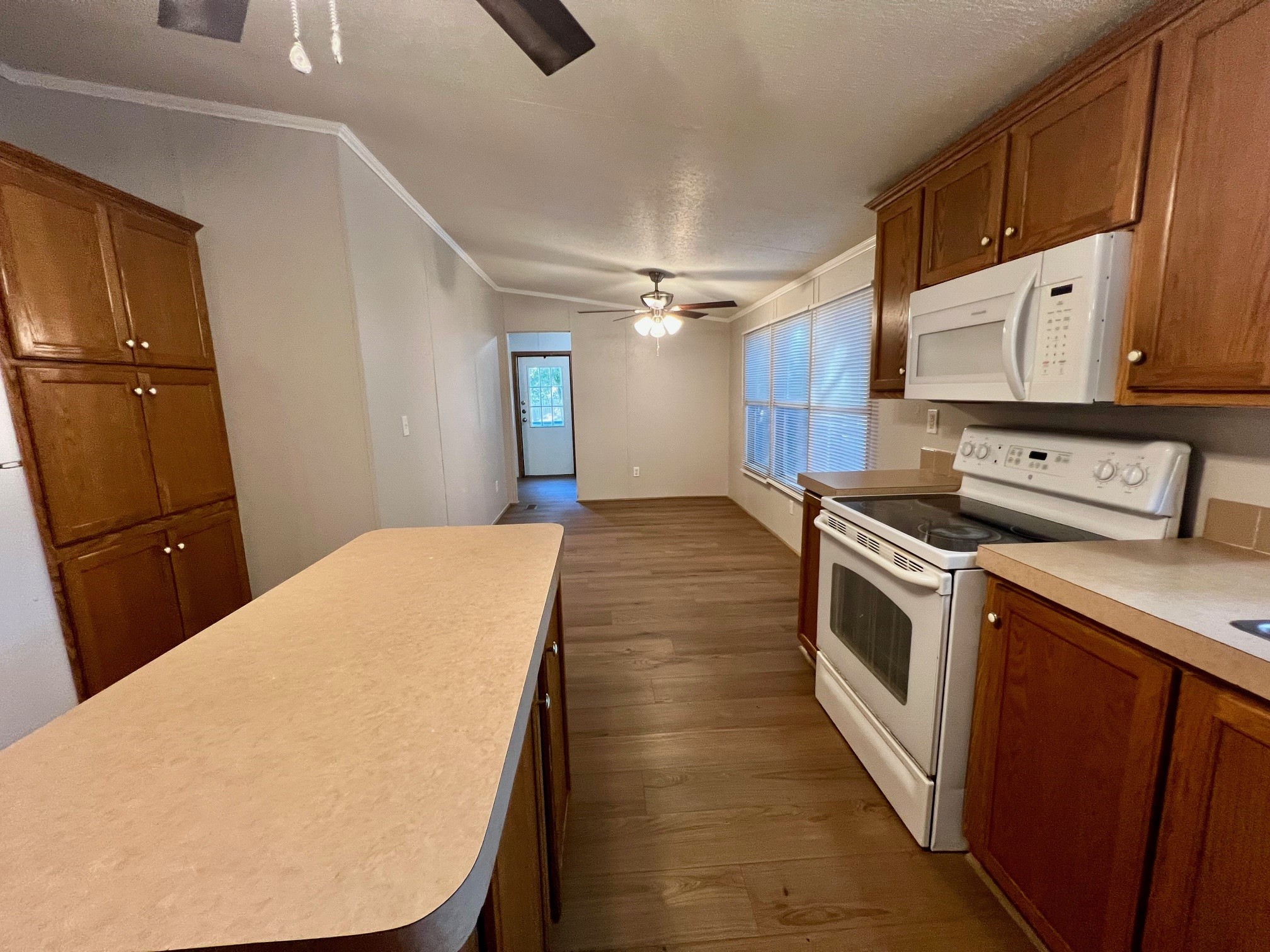 Kitchen with view of breakfast area.