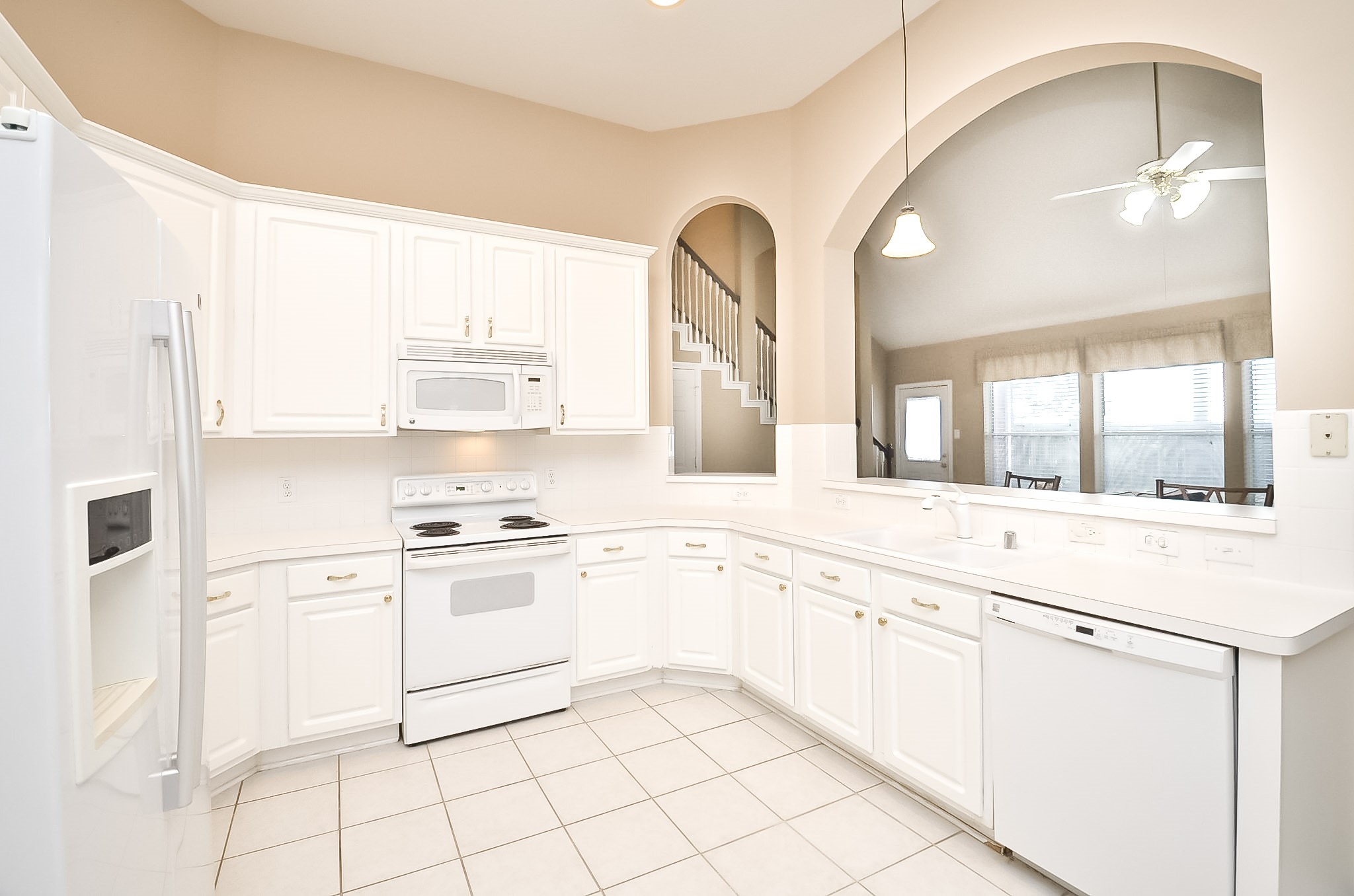 The kitchen has just been freshly painted.