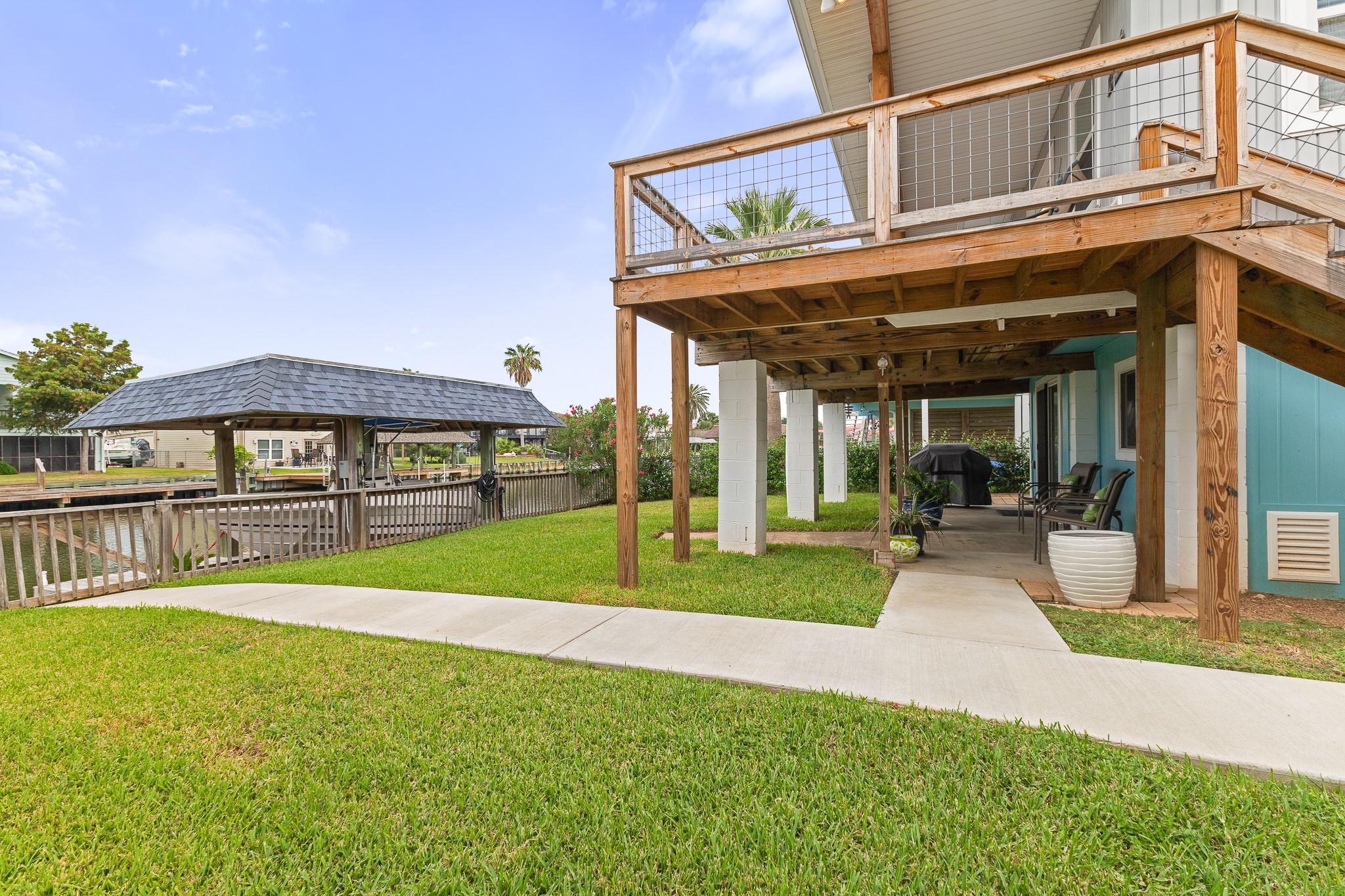 Large deck and waterfront yard