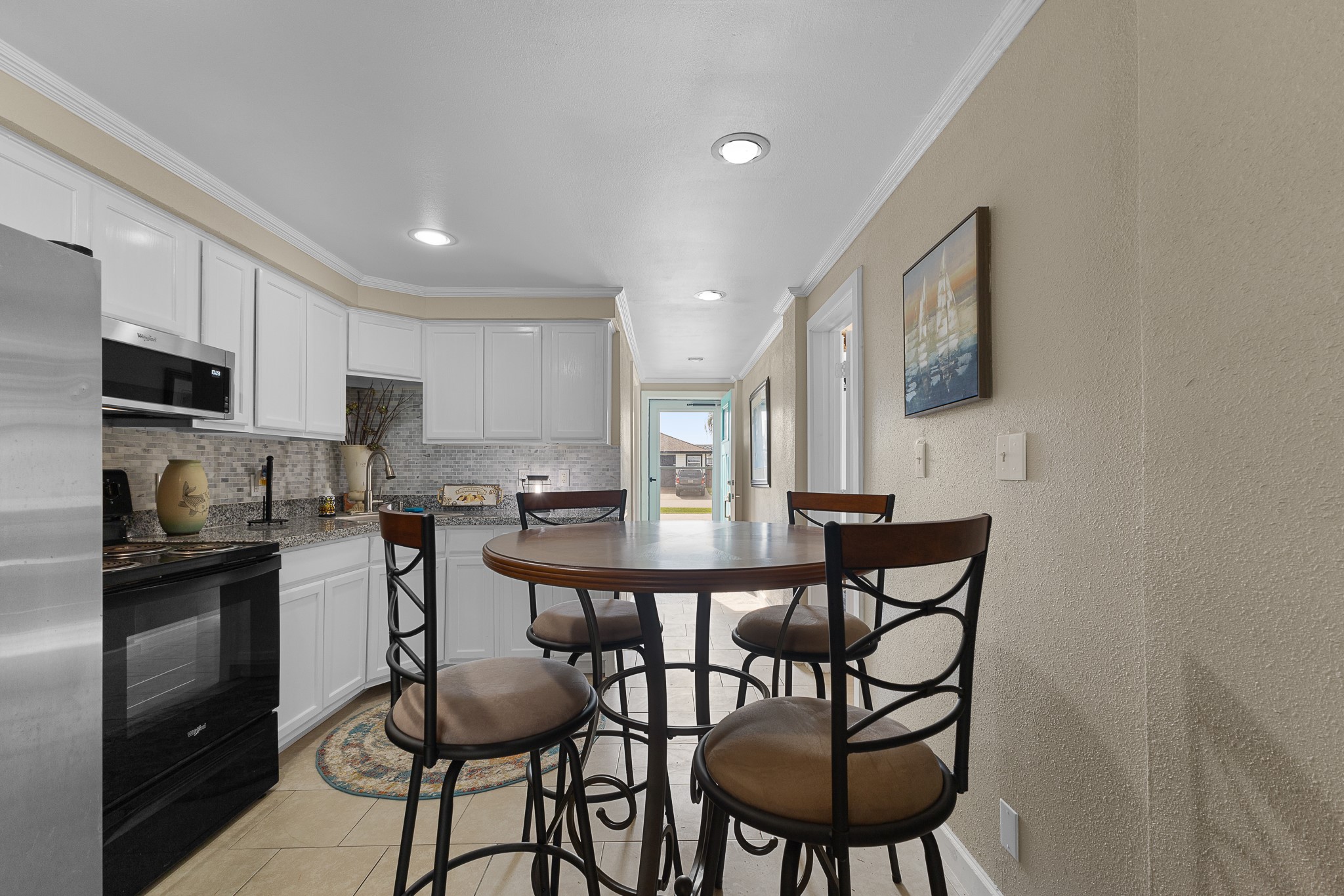 Open kitchen and dining area