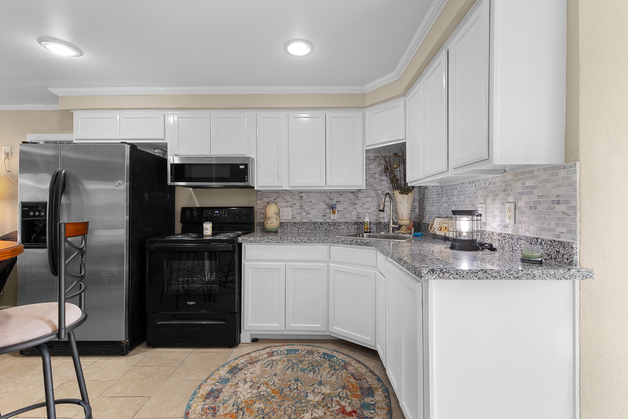 Kitchen with granite countertops