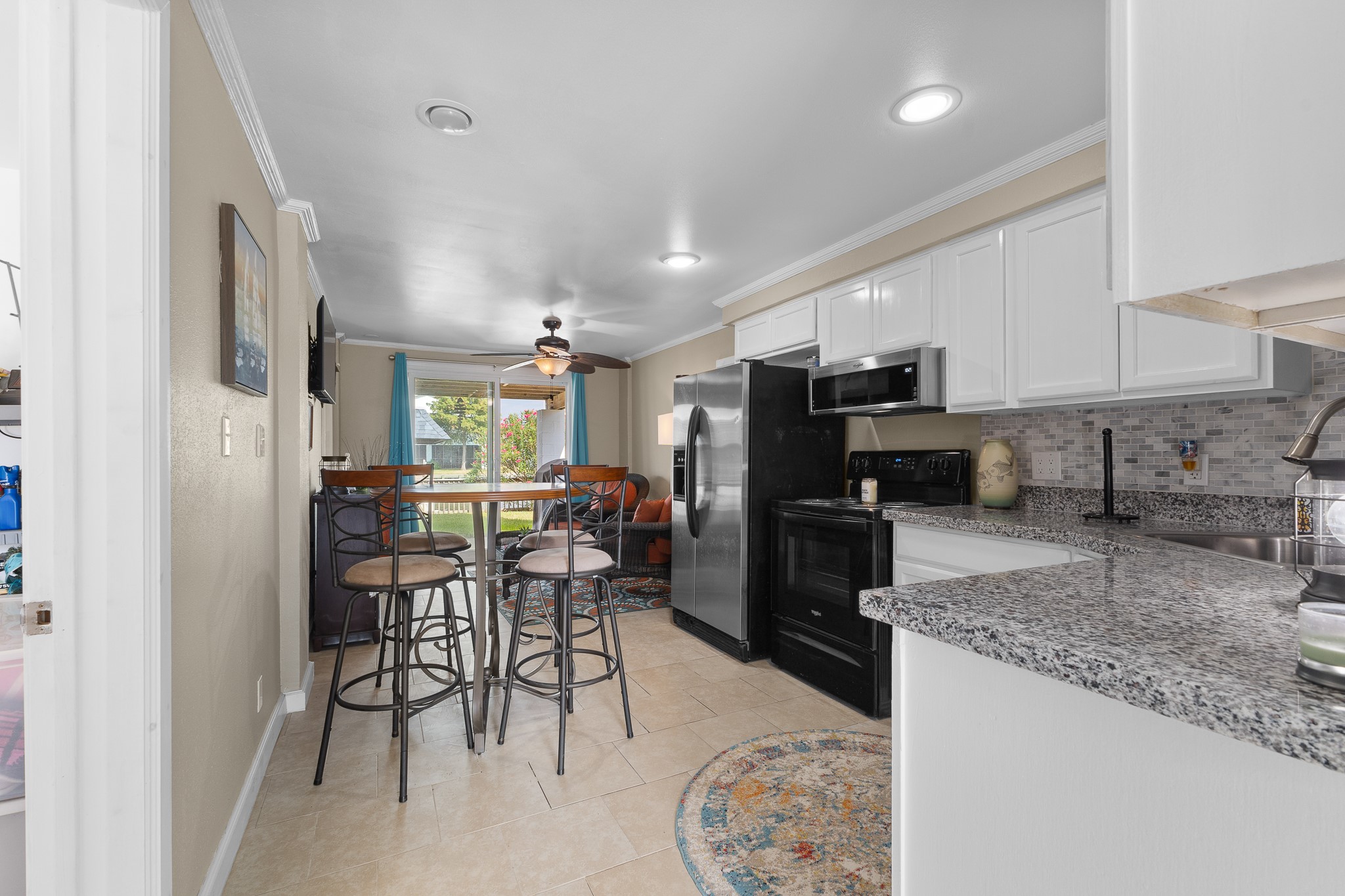 Open kitchen and living area