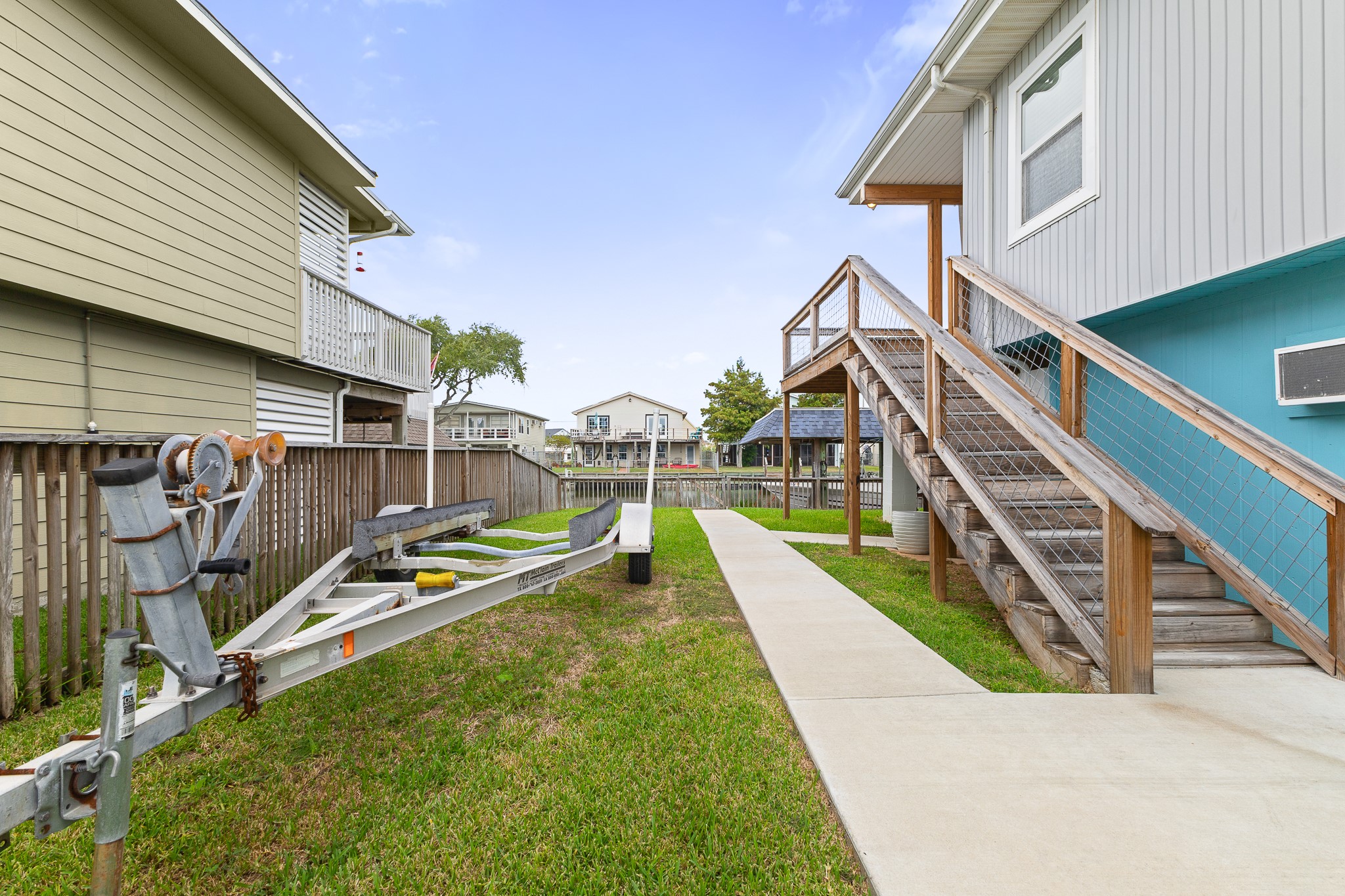Fenced yard with room for a boat trailer