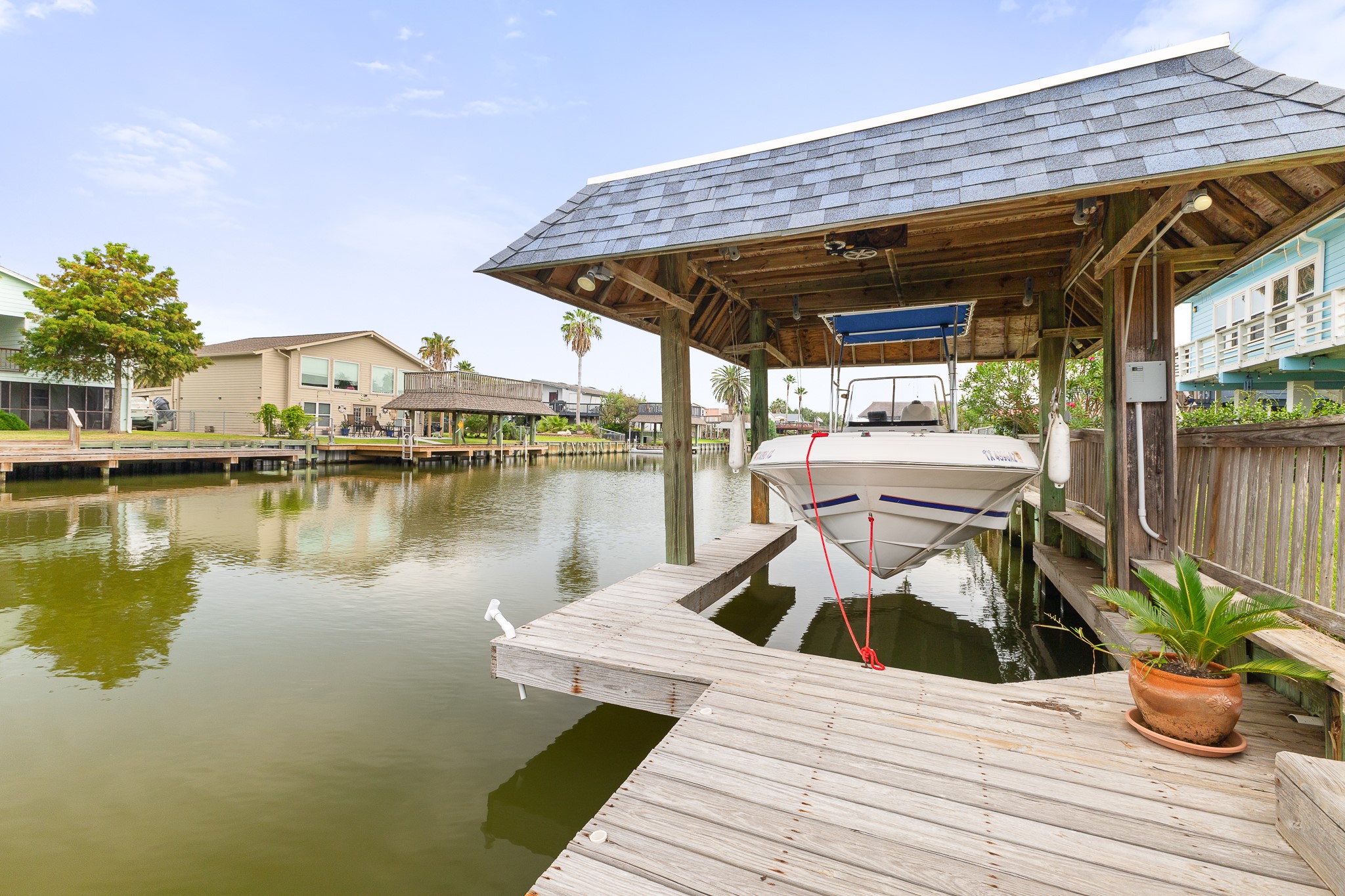 Boathouse with direct canal access Boathouse with direct canal access