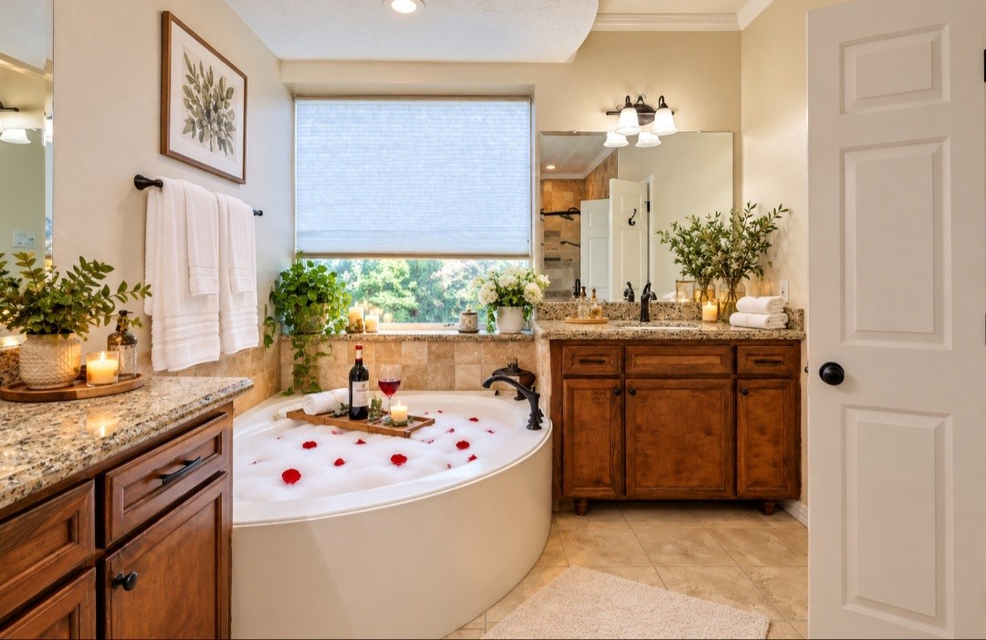 Primary Bathroom, Virtually Staged