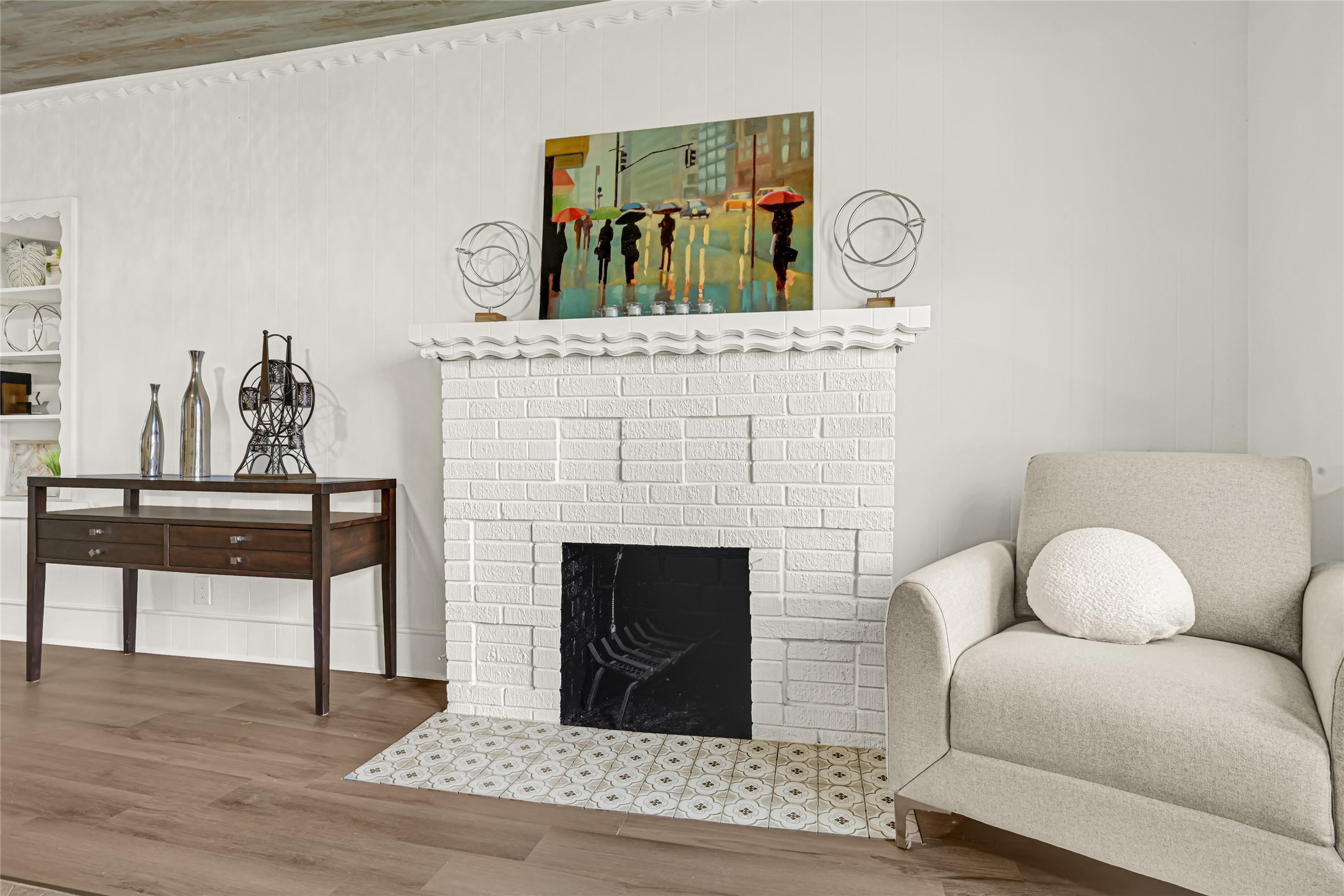 Wood burning fireplace
