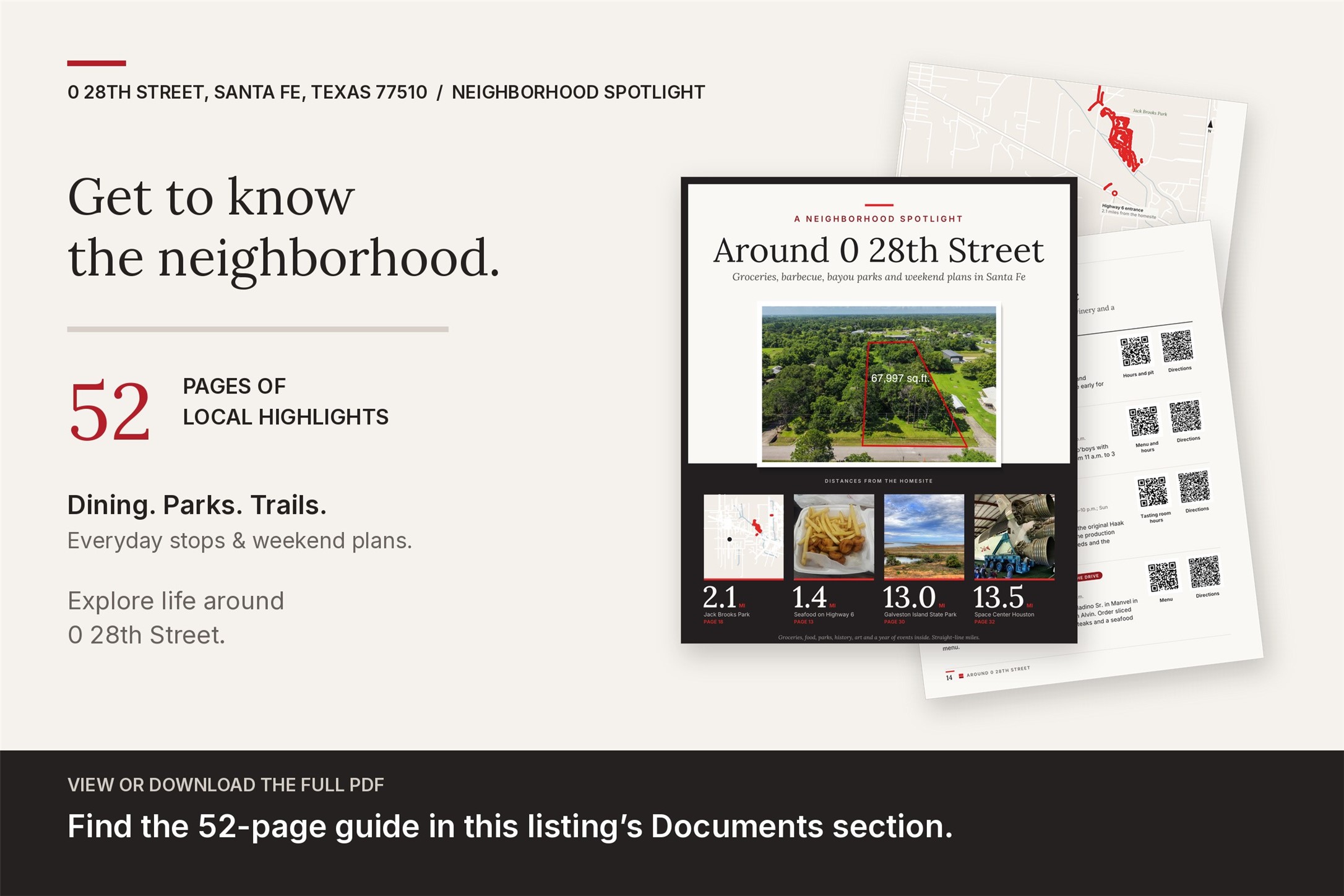Explore life around 0 28th Street with the attached 52-page Neighborhood Spotlight, featuring dining, groceries, parks and trails, local history, museums, Houston outings, seasonal events, and weekend itineraries. View or download "0 28th Street - Neighborhood Spotlight" from this listing's Documents section.