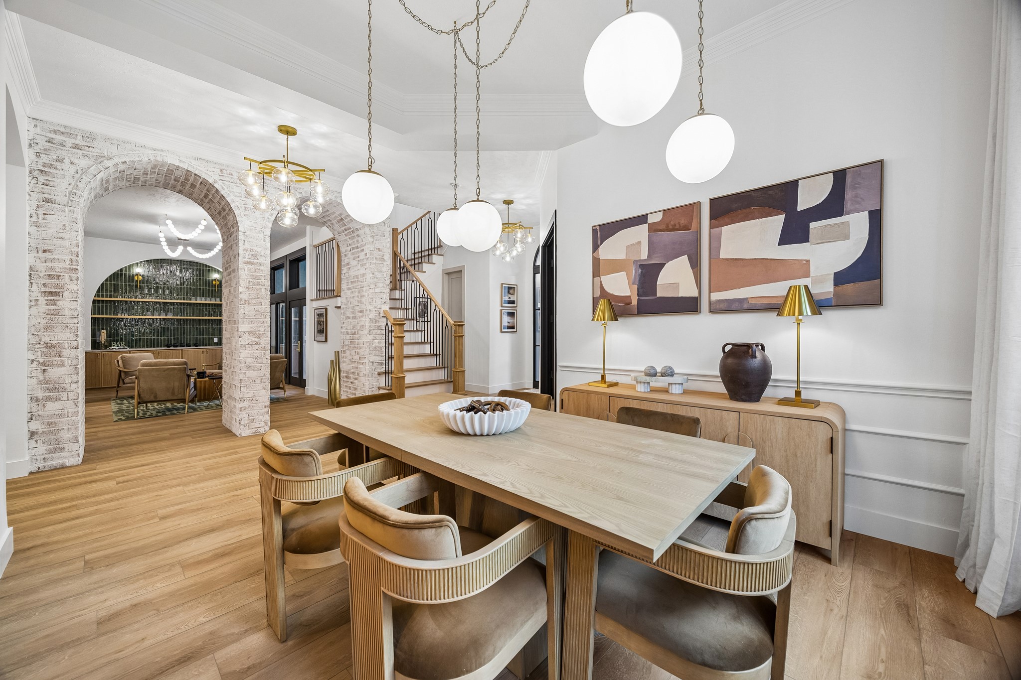 Designer light fixtures throughout