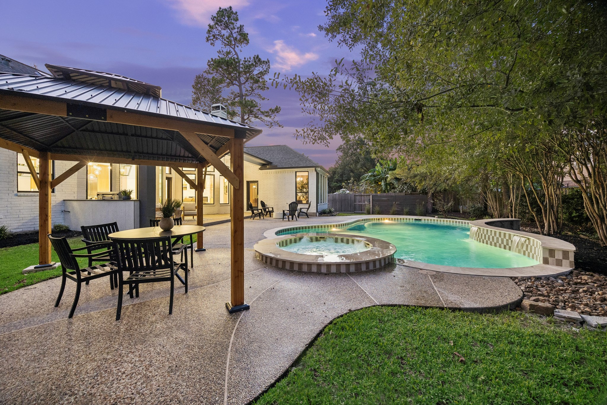 A pergola offers shade during the hot summer months