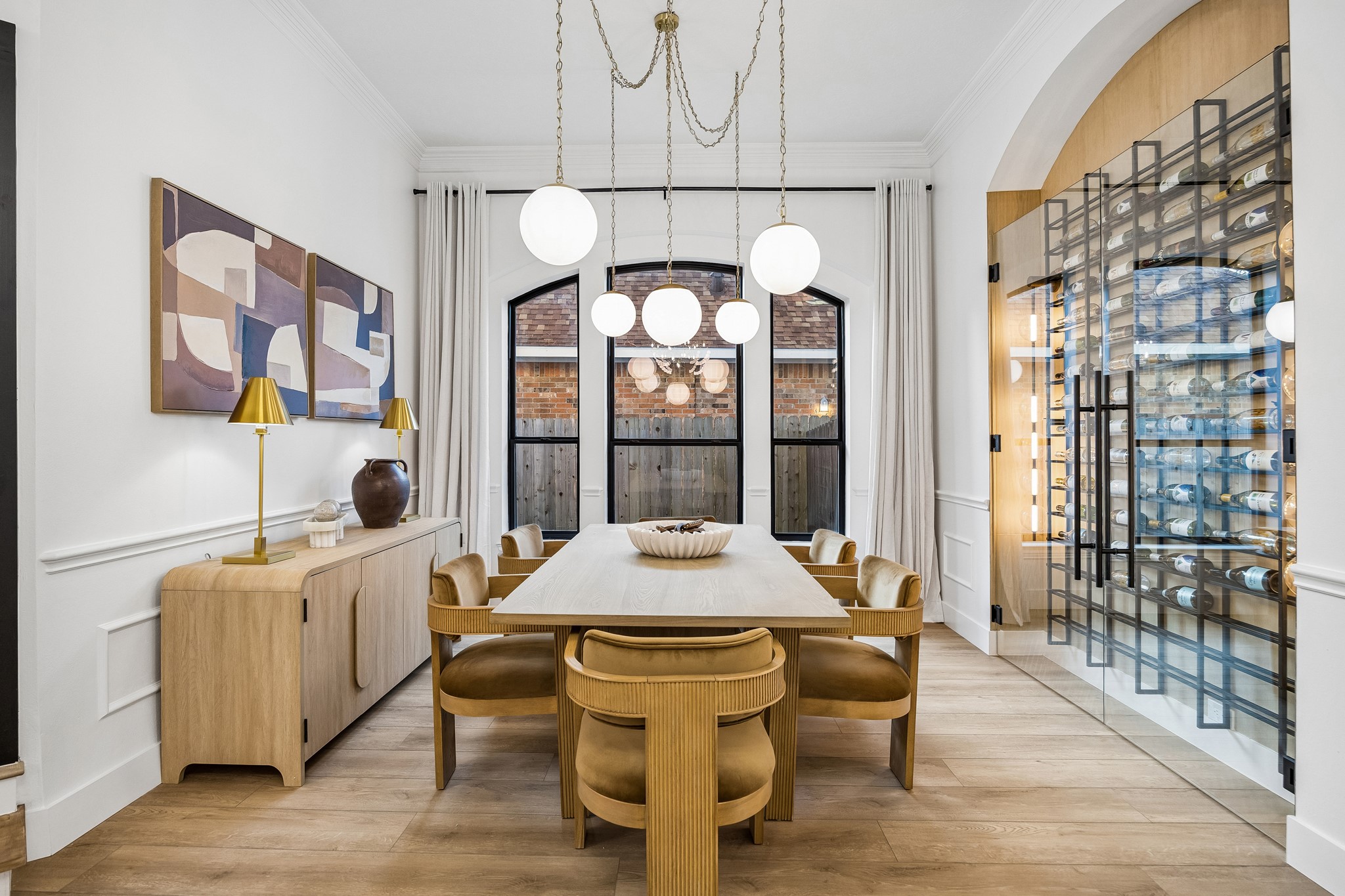 Your dining space features a built-in wine storage room