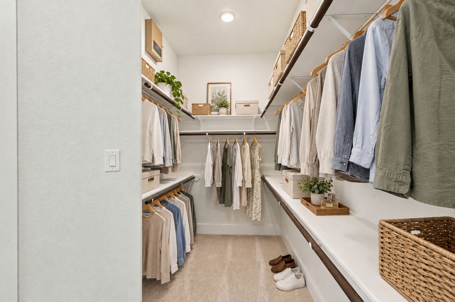 YOUR DREAM WALK-IN CLOSET! Stay organized in this SPACIOUS walk-in closet featuring extensive built-in shelving, hanging space, and convenient storage for clothing, shoes, and accessories! The thoughtfully arranged design keeps everything accessible while making daily routines easier! **Photo is Virtually Staged**