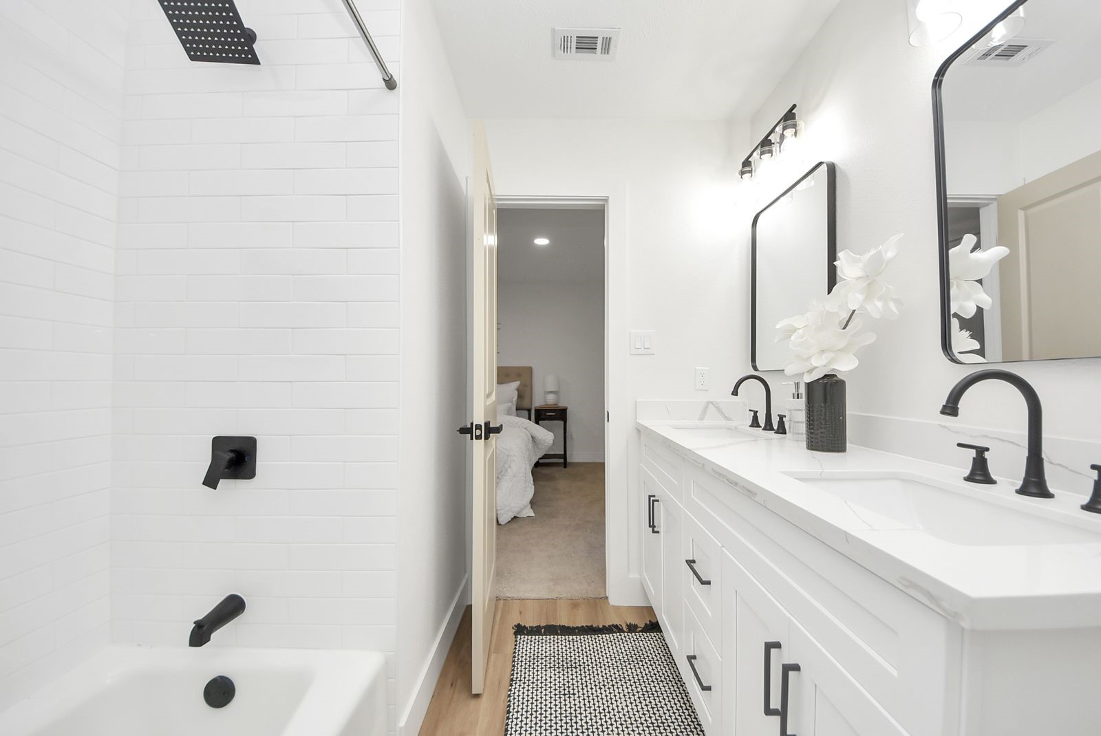 Bathroom fixtures match perfectly.