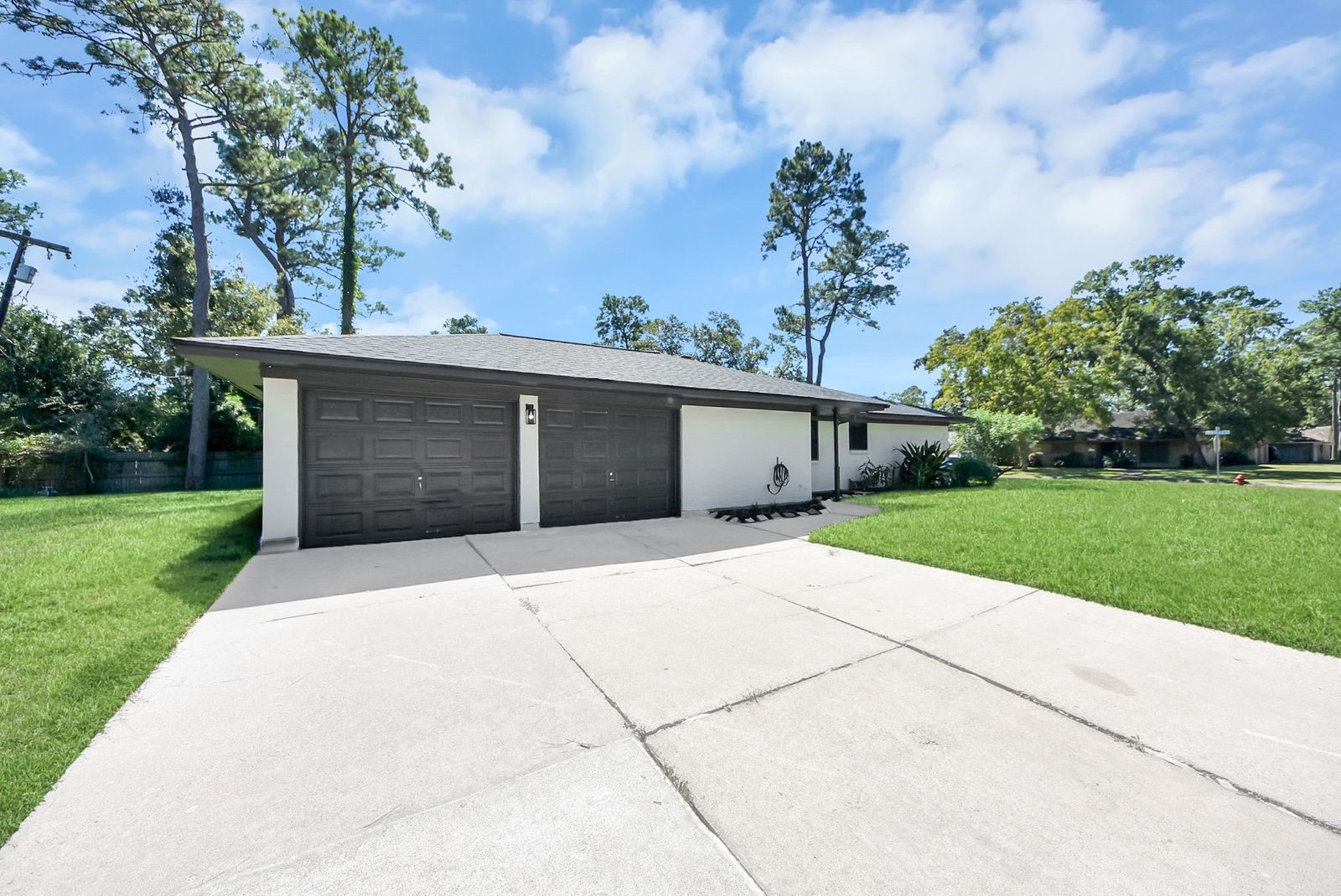 2.5 car garage with side entrance door.