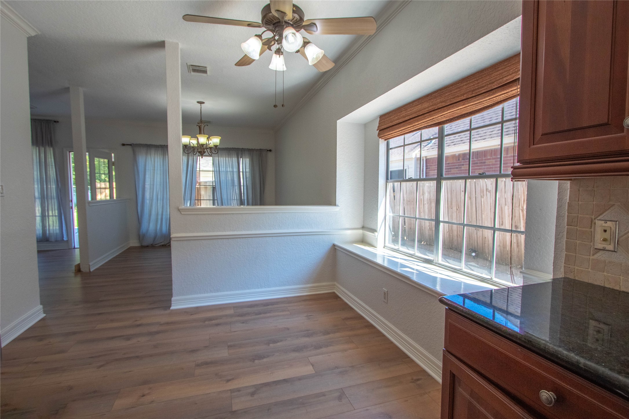 Actual picture of the breakfast area. The half wall separated the dining area.