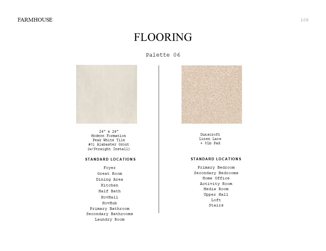 Farmhouse Look Palette 6: Flooring Selection Sheet (*Artist rendering used for illustration purposes only.)