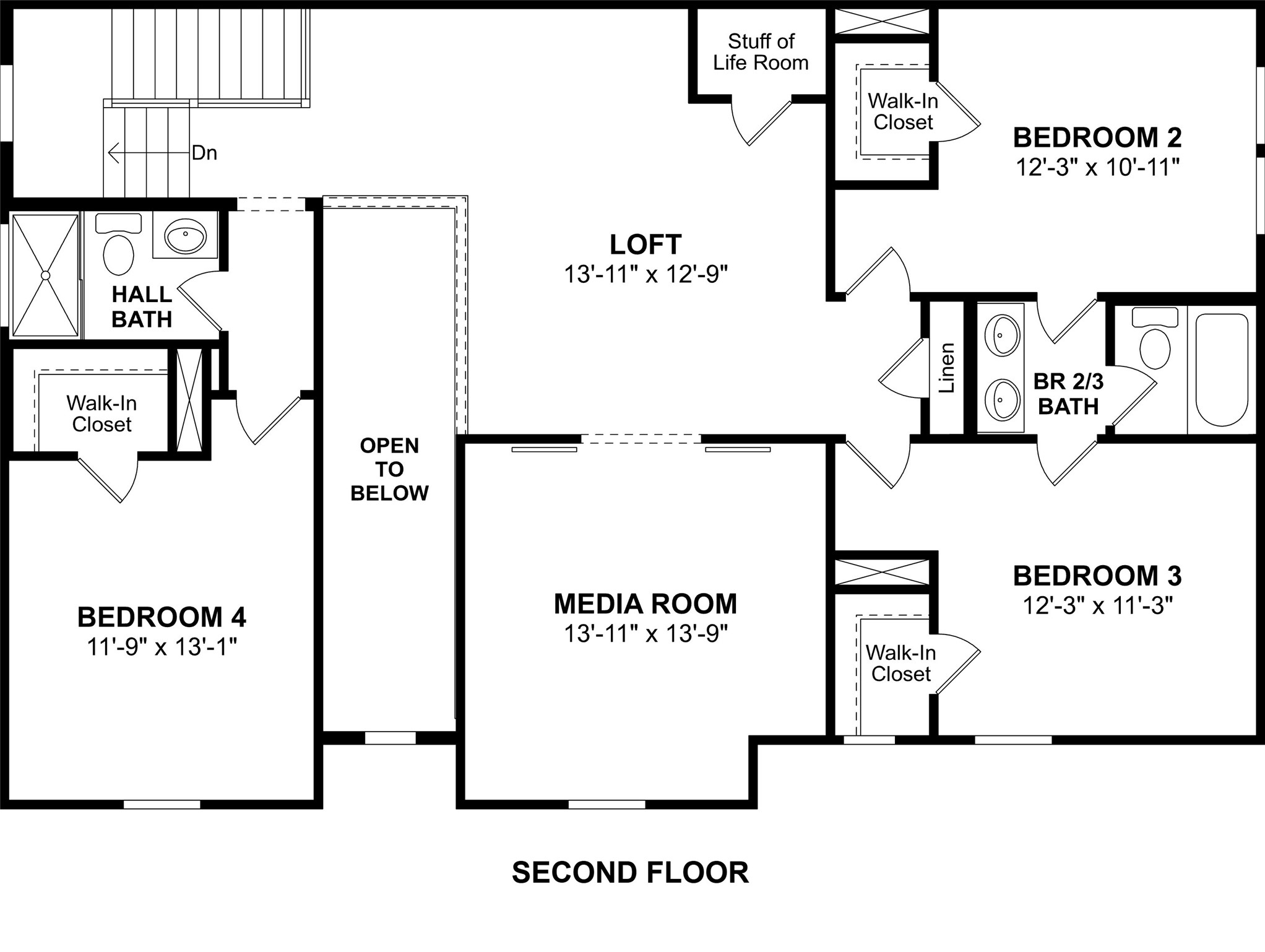 The Stirling floor plan by K. Hovnanian Homes. 2nd Floor shown. *Prices, plans, dimensions, features, specifications, materials, and availability of homes or communities are subject to change without notice or obligation.