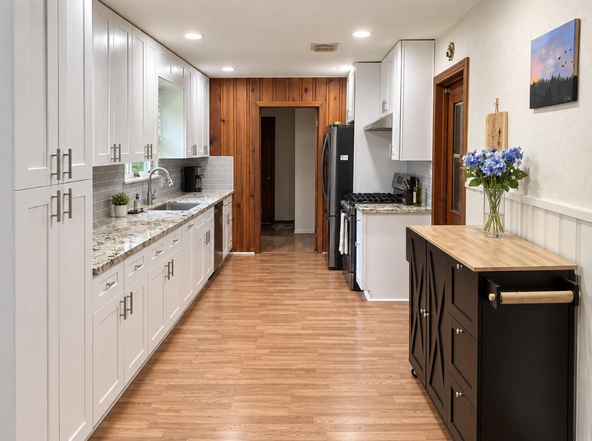 Updated kitchen with plenty of cabinet and counter space