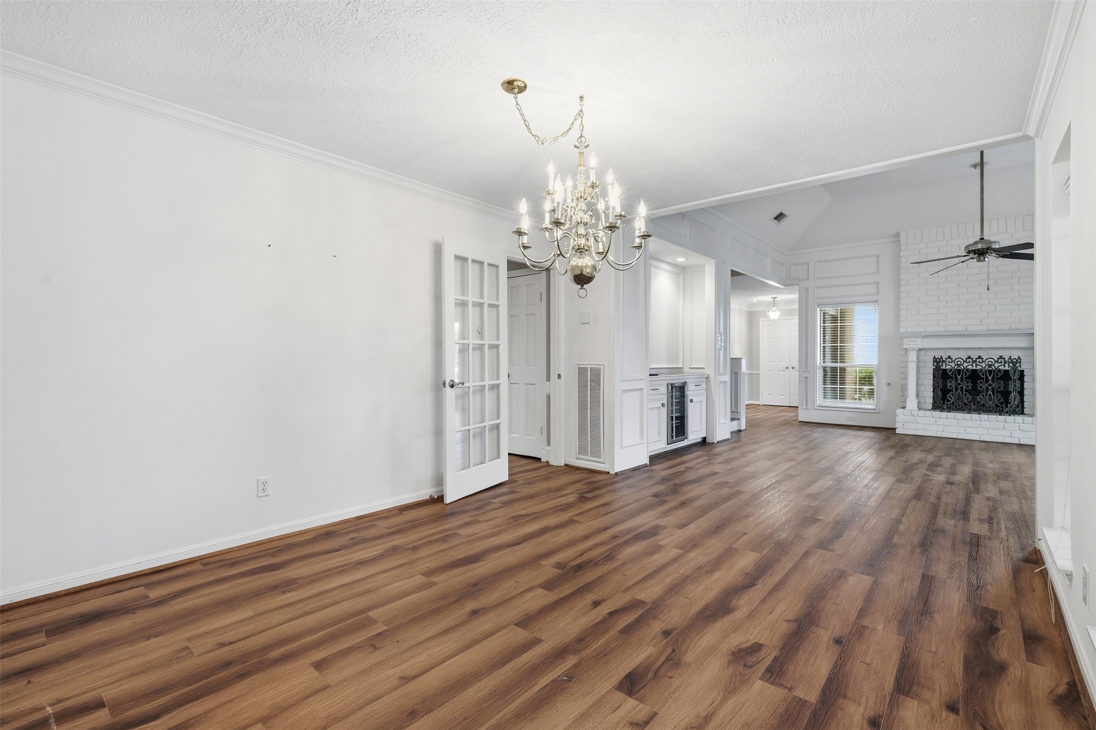 Spacious dining area offers plenty of room for entertaining family and friends.