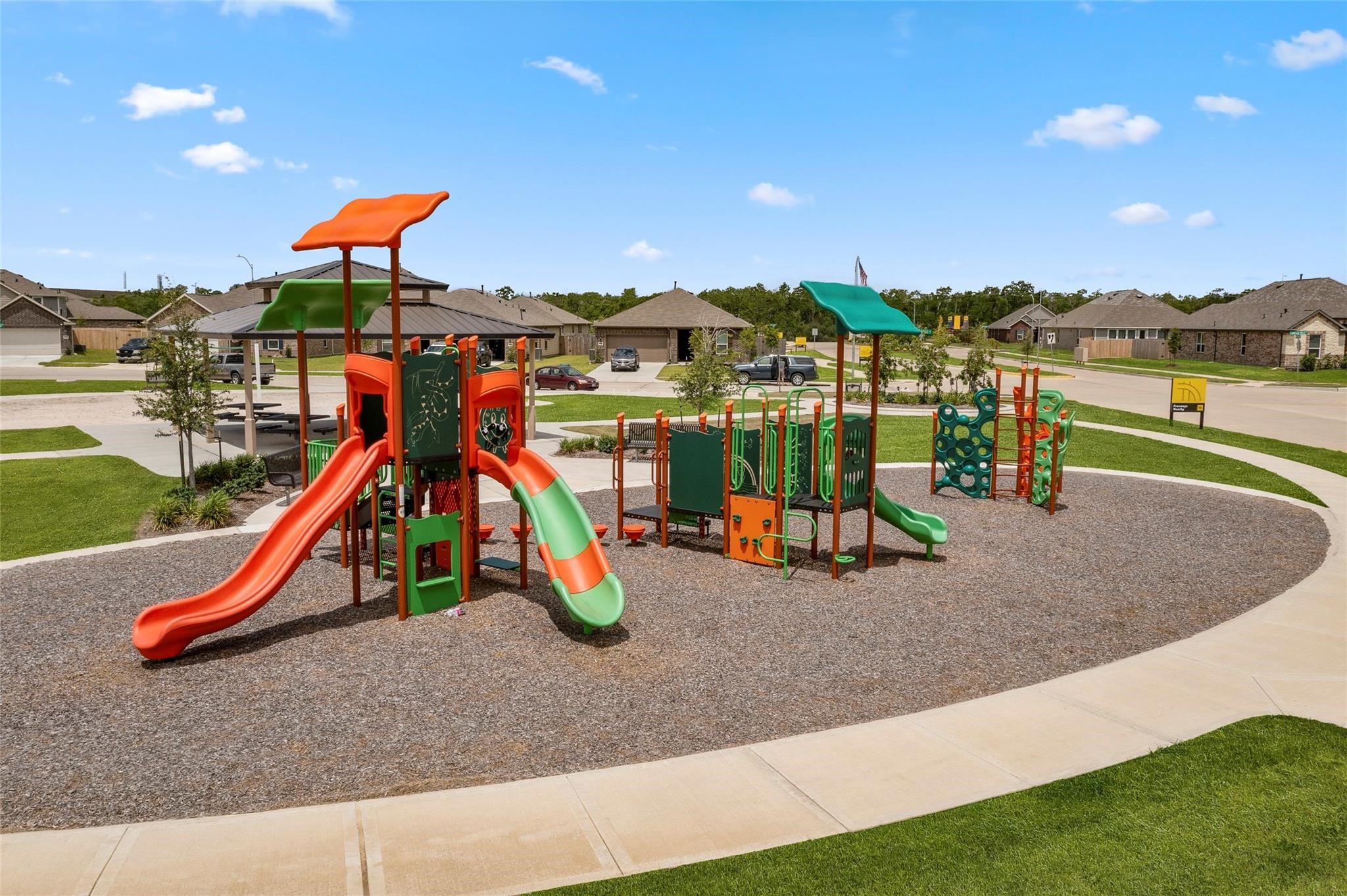 Amenities include a community park, playground, outdoor gym, beach volleyball court and covered pavilion