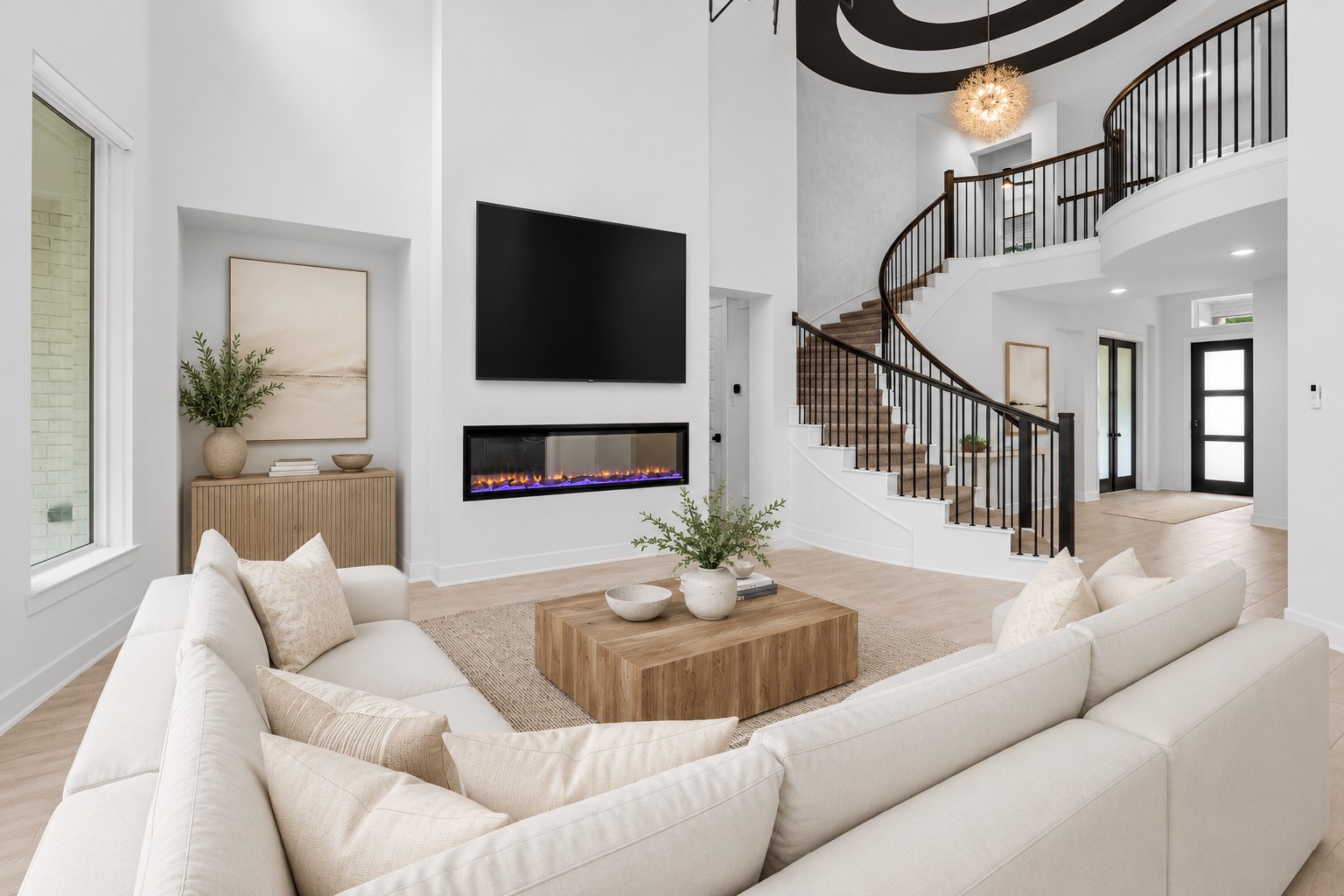Thoughtfully positioned wall space offers the perfect opportunity to add custom built-ins, decorative shelving, or personalized design touches to elevate the space.
