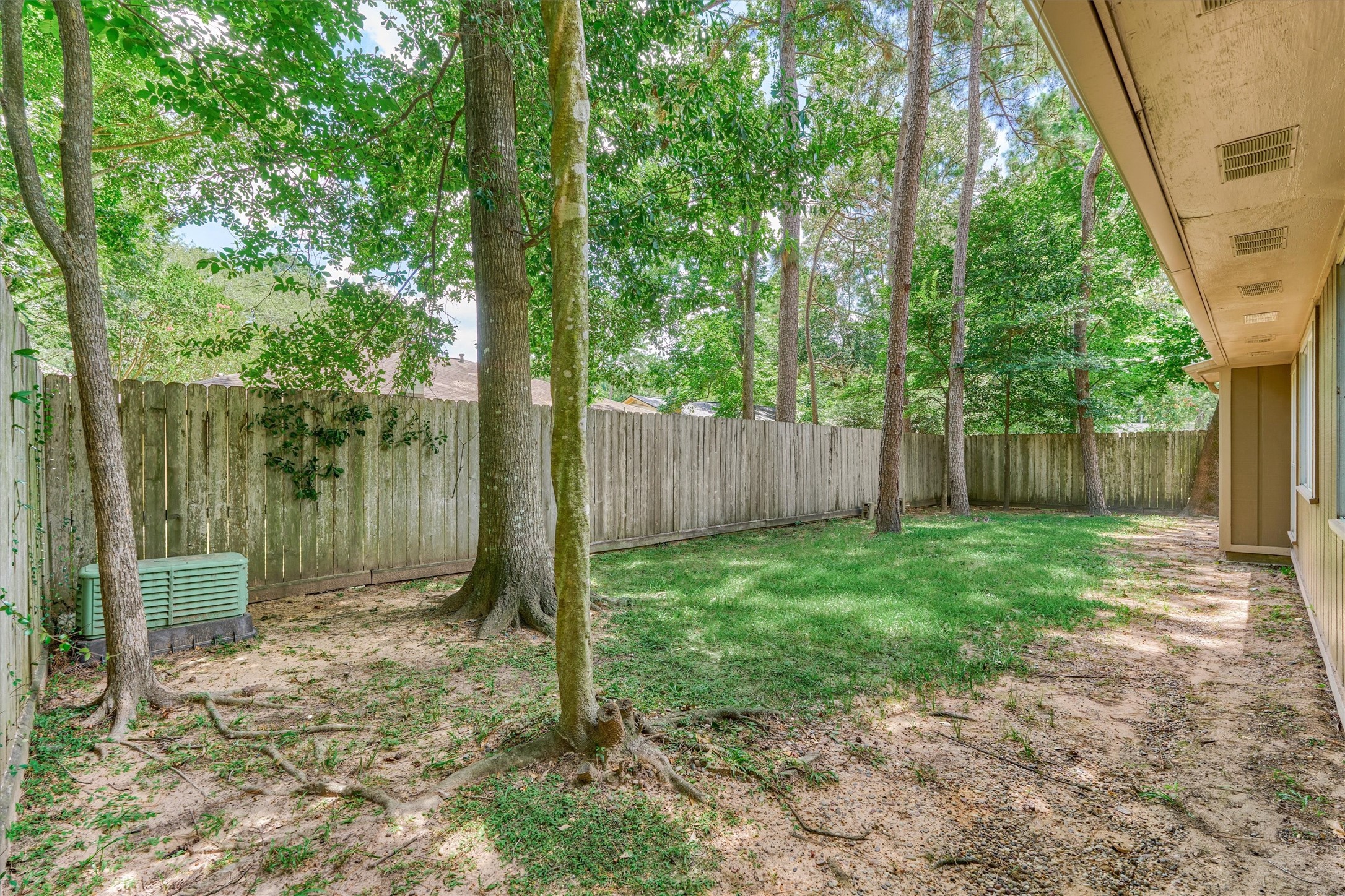 The back yard is spacious enough for play equipment and the family pets!