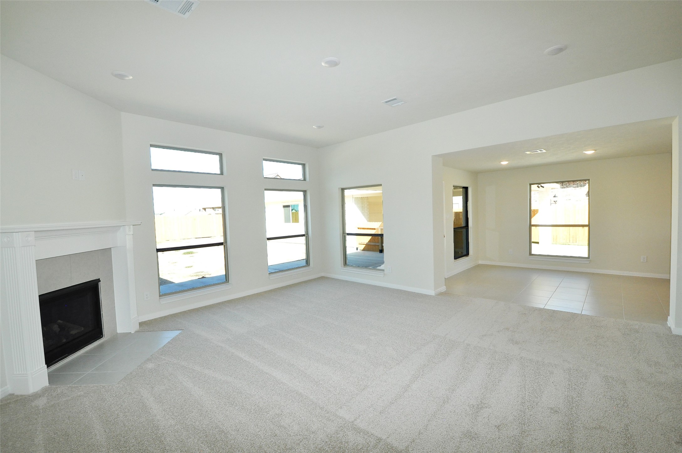 Expansive family room open to the kitchen.