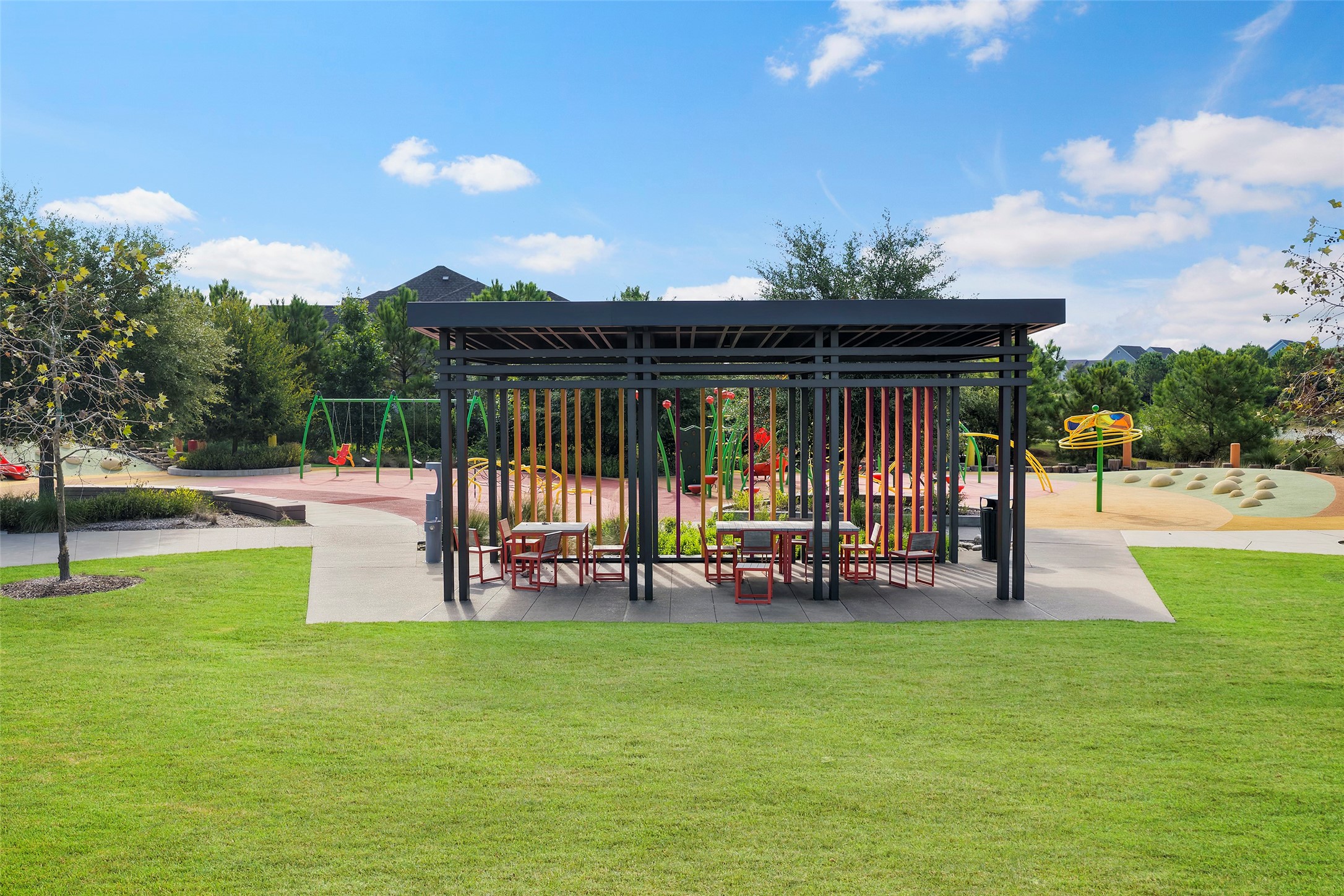 Community pavilion and green space for outdoor enjoyment.