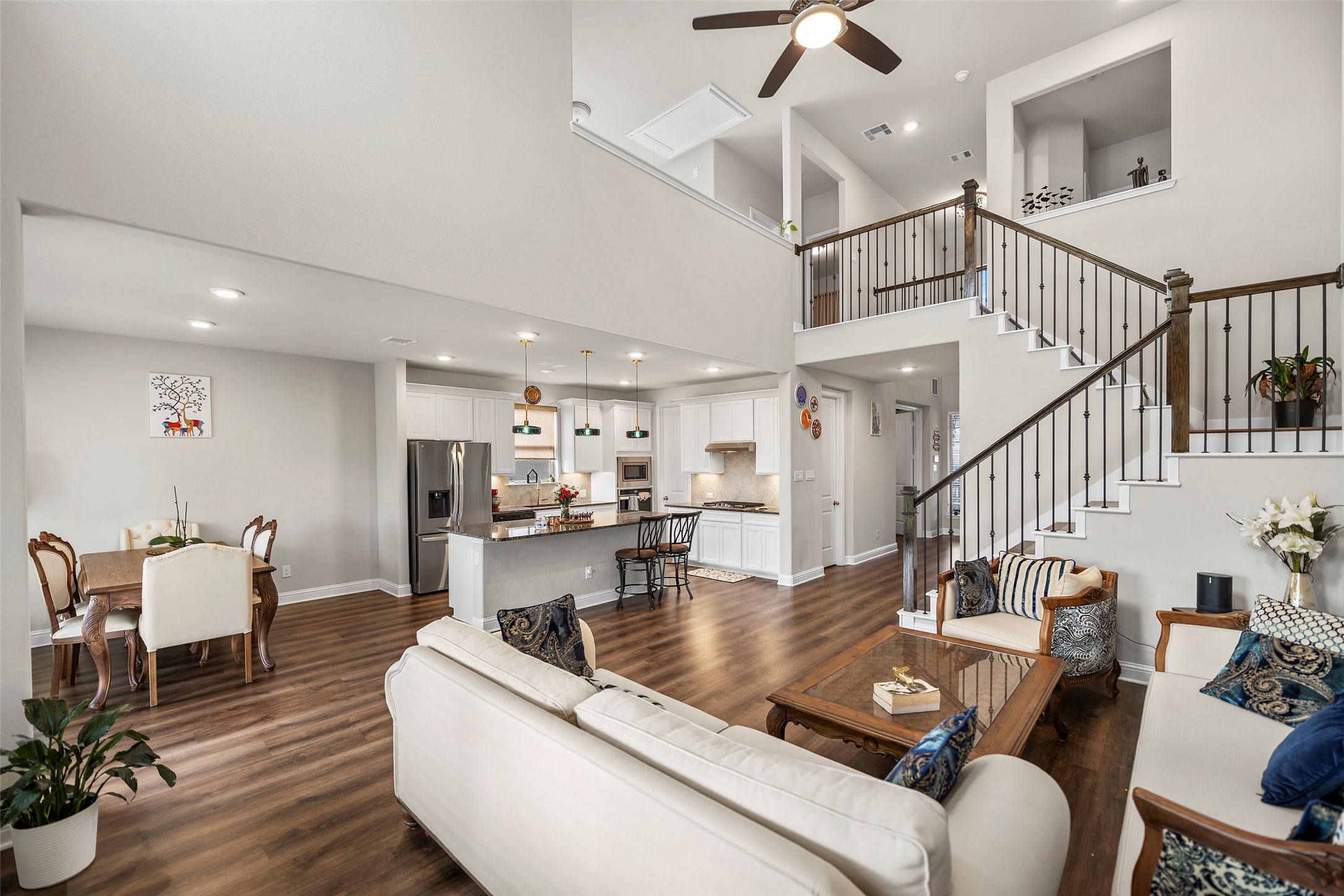 Open living area with high ceilings and an airy, spacious feel.