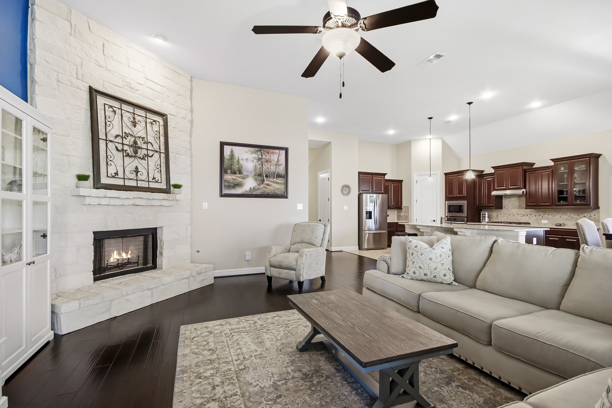 This fireplace has been virtually altered.