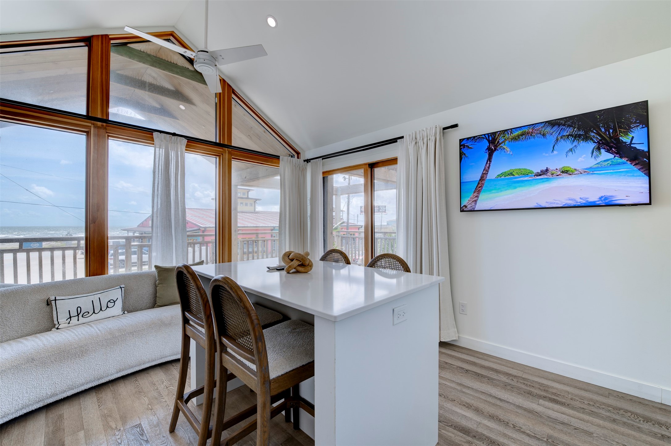 Living area with beach view