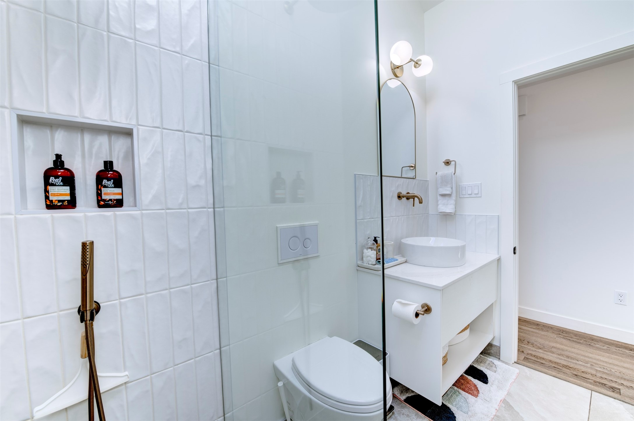 Front house bathroom with walk in shower