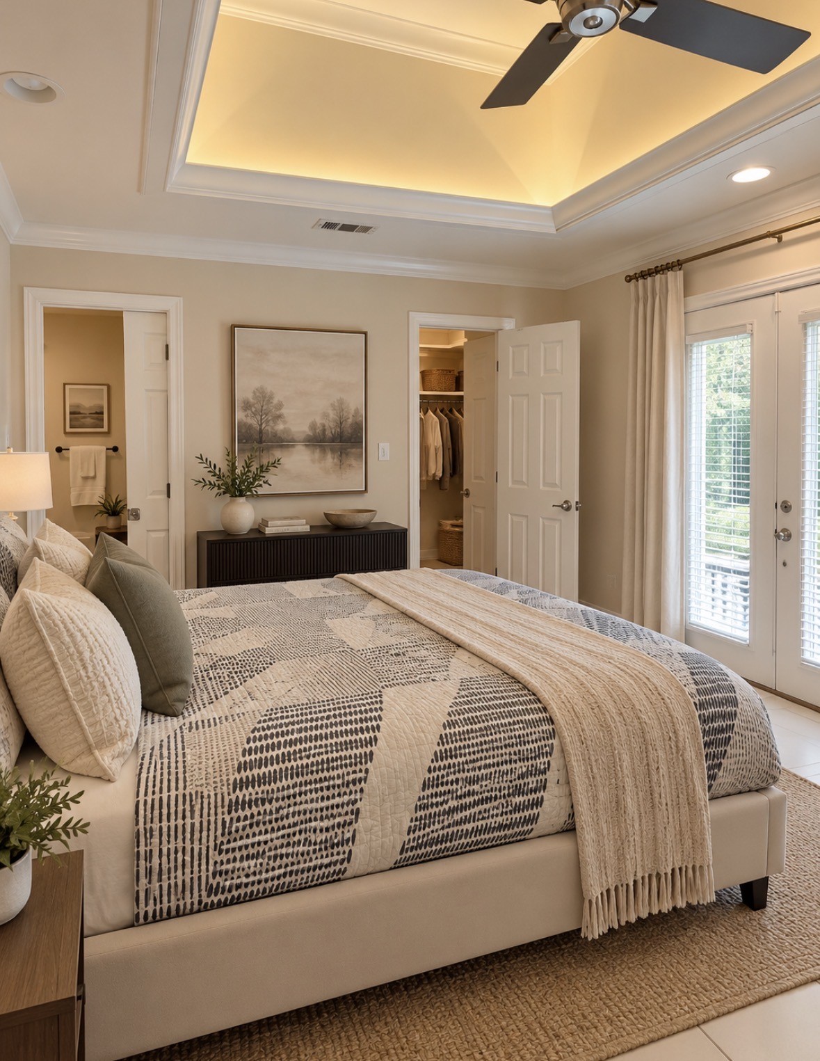 Virtually staged primary bedroom