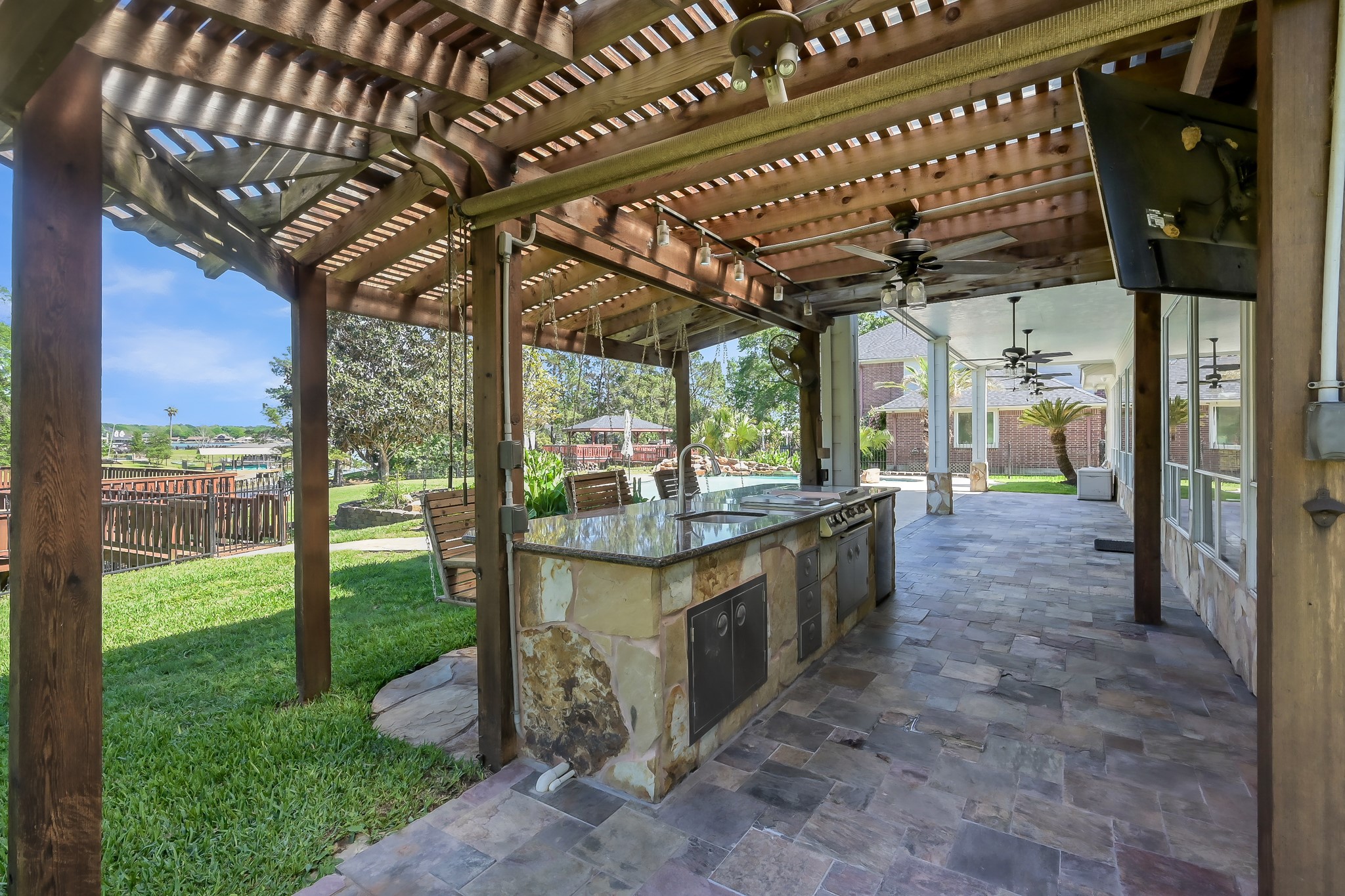View of the Large Patio and Outdoor Kitchen