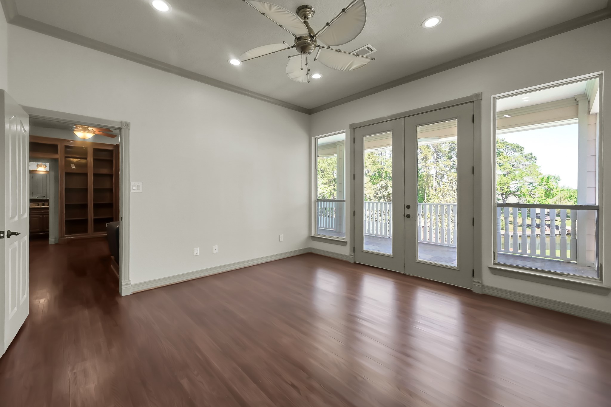 Fifth Bedroom is off the Media Room and has French doors to Balcony