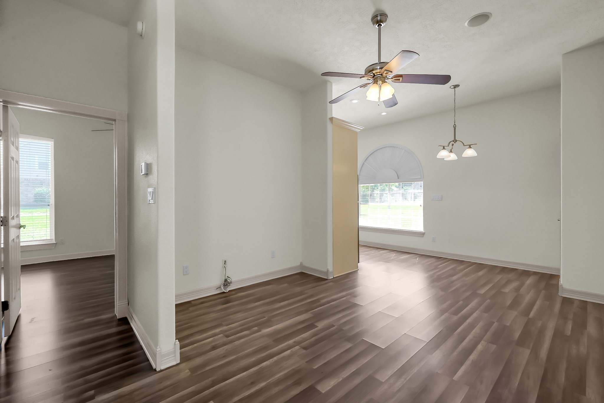 ADU Living Area with Bedroom to the Left and Kitchen to the Right