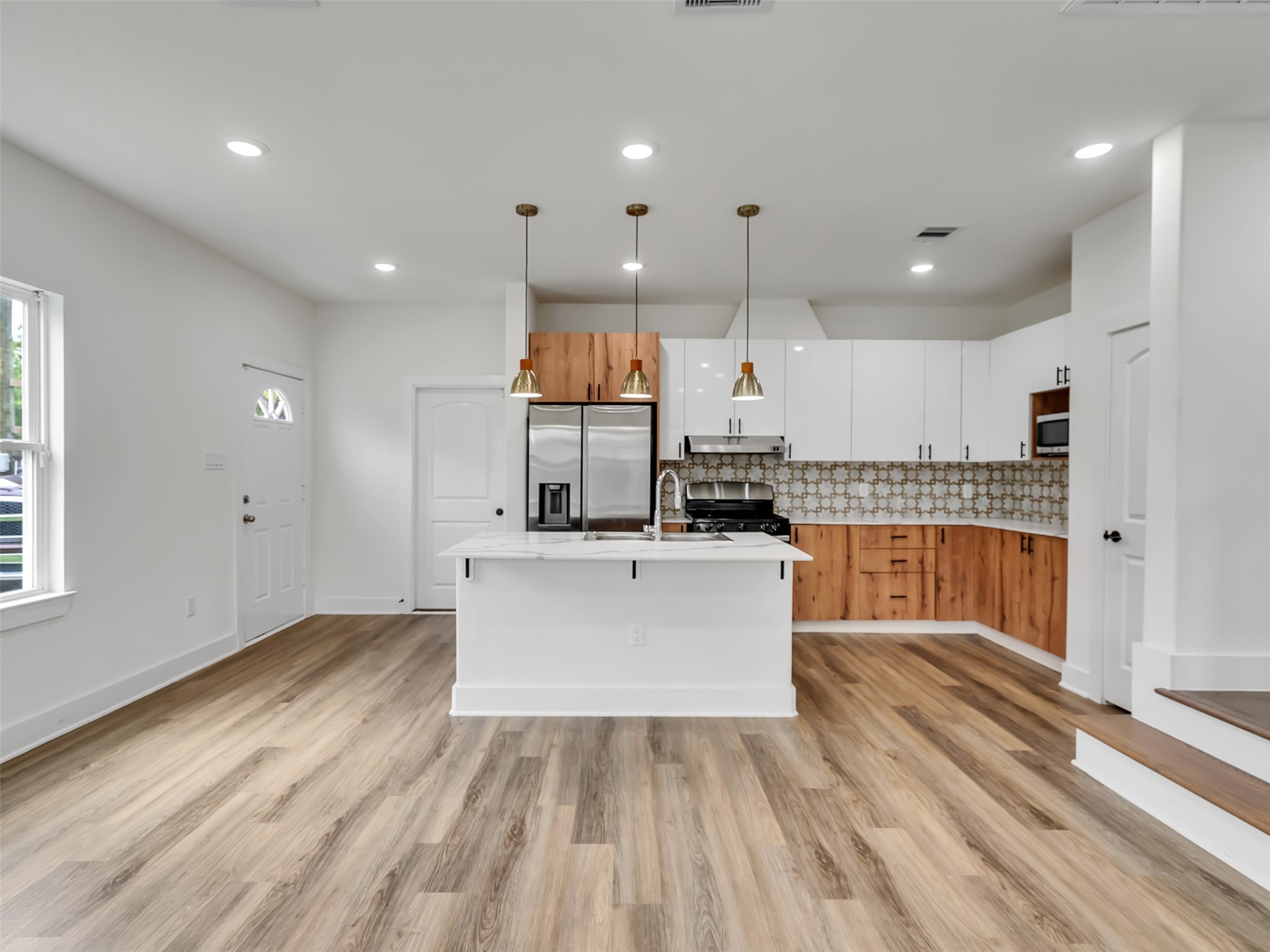 Facing kitchen form the living room