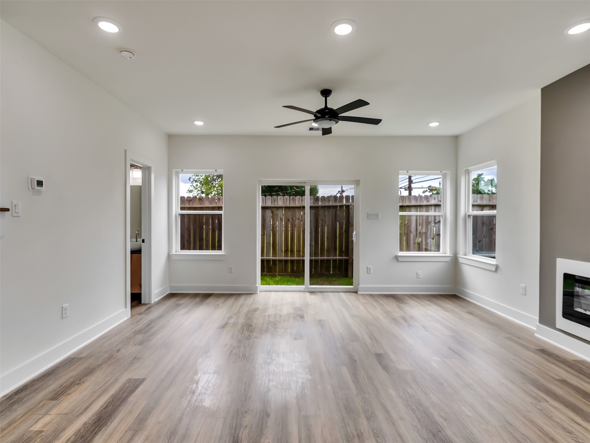 facing sliding glass doors