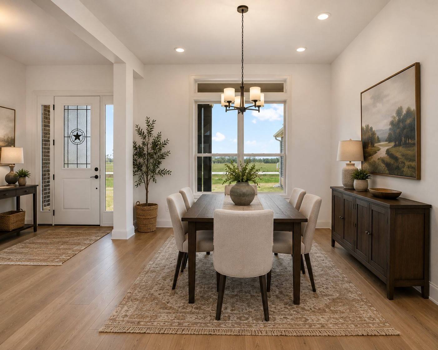 An elegant dining room ready to host holidays and special occasions.
