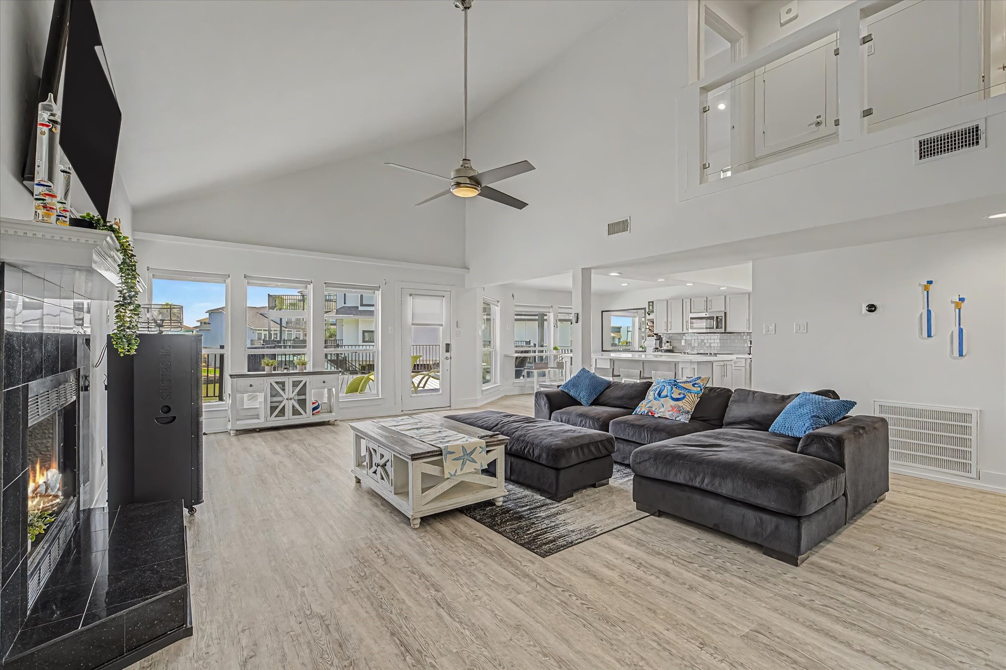Open floorplan living room and kitchen in Guest house