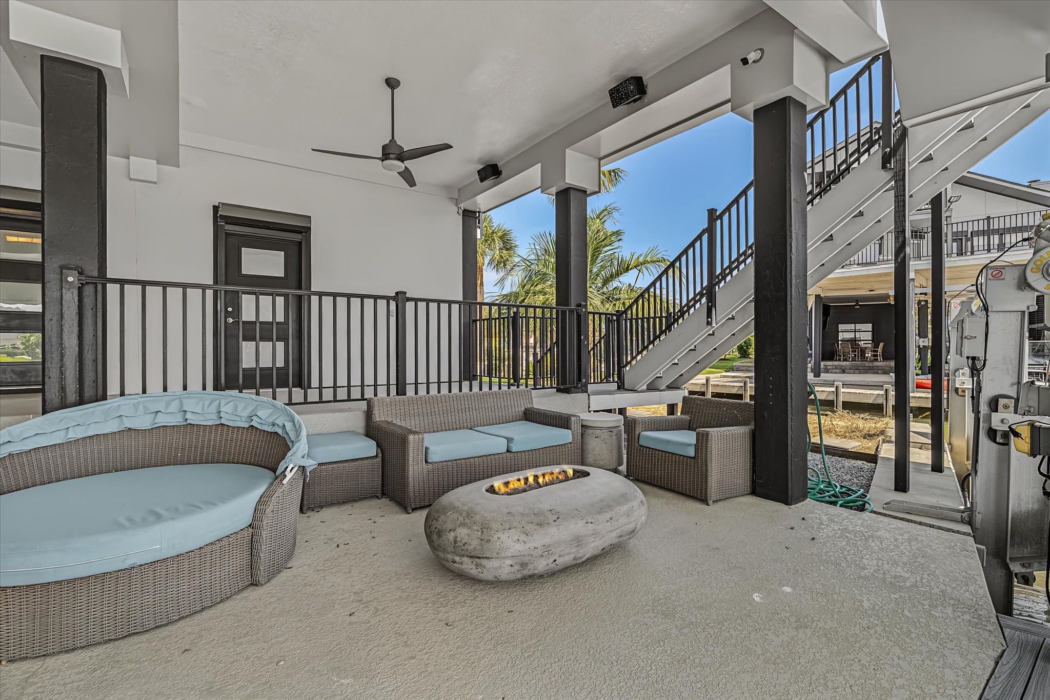 Main house patio-connected path to guest house