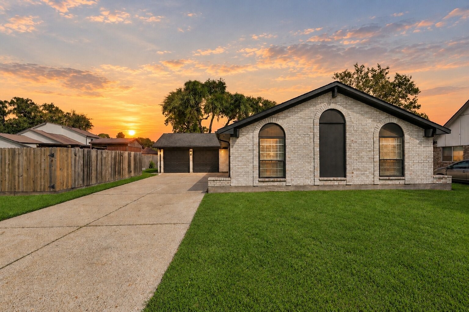 Charming single-story home with a spacious driveway, classic brick exterior, and well-maintained lawn, offering ample space and great curb appeal. Charming single-story home with a spacious driveway, classic brick exterior, and well-maintained lawn, offering ample space and great curb appeal.