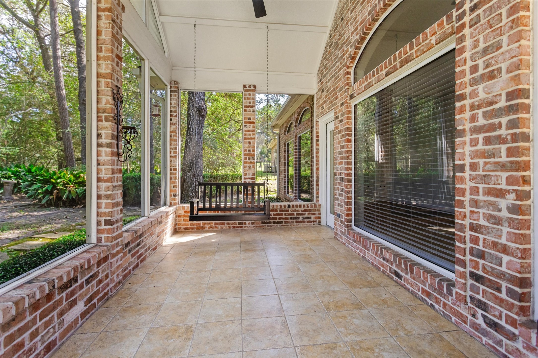 This sunroom swing is the perfect spot to enjoy crisp fall mornings with a cup of coffee or to unwind with a glass of wine during a warm Indian summer evening.