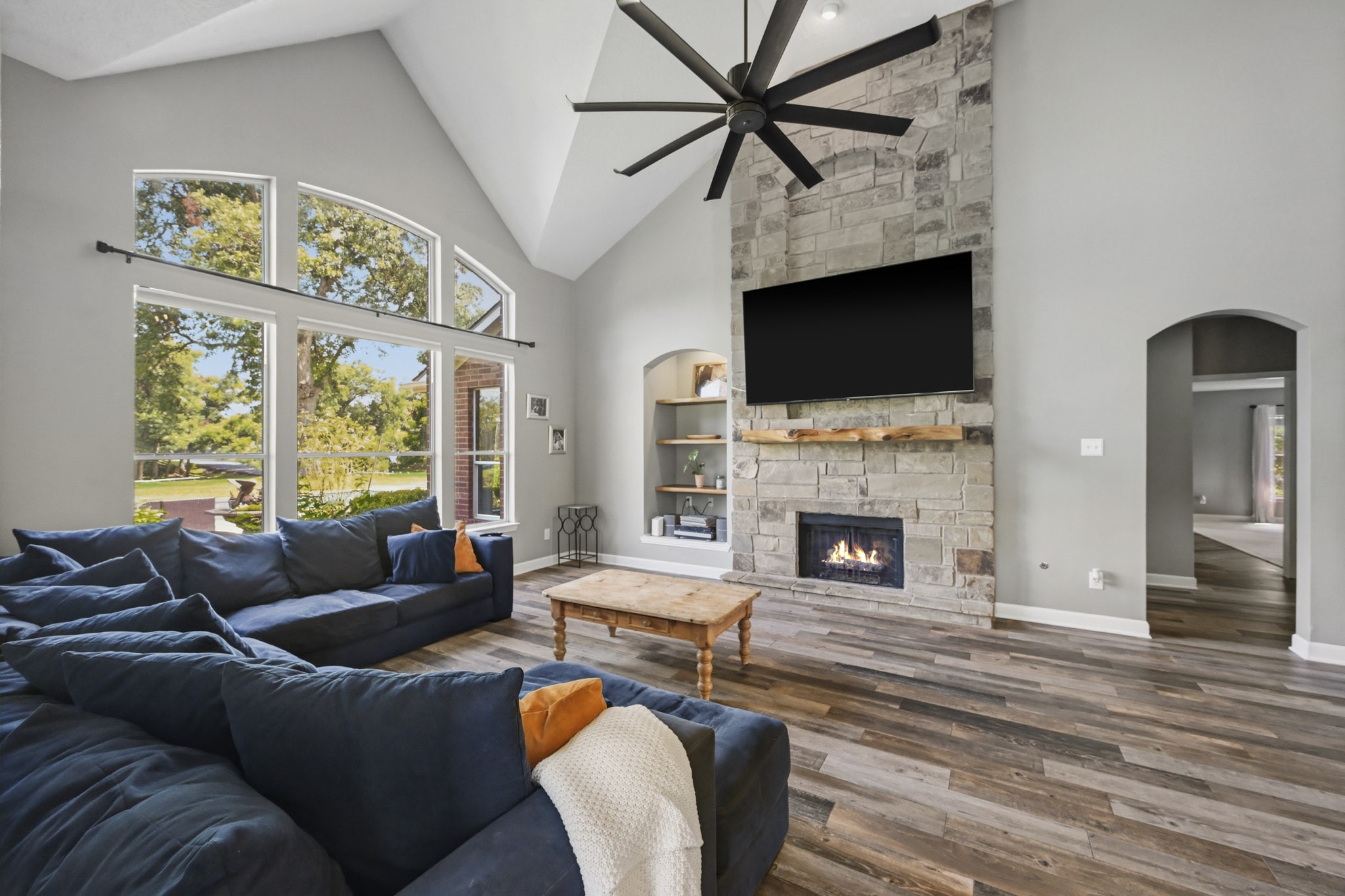 Spacious living area seamlessly connecting to the game room.