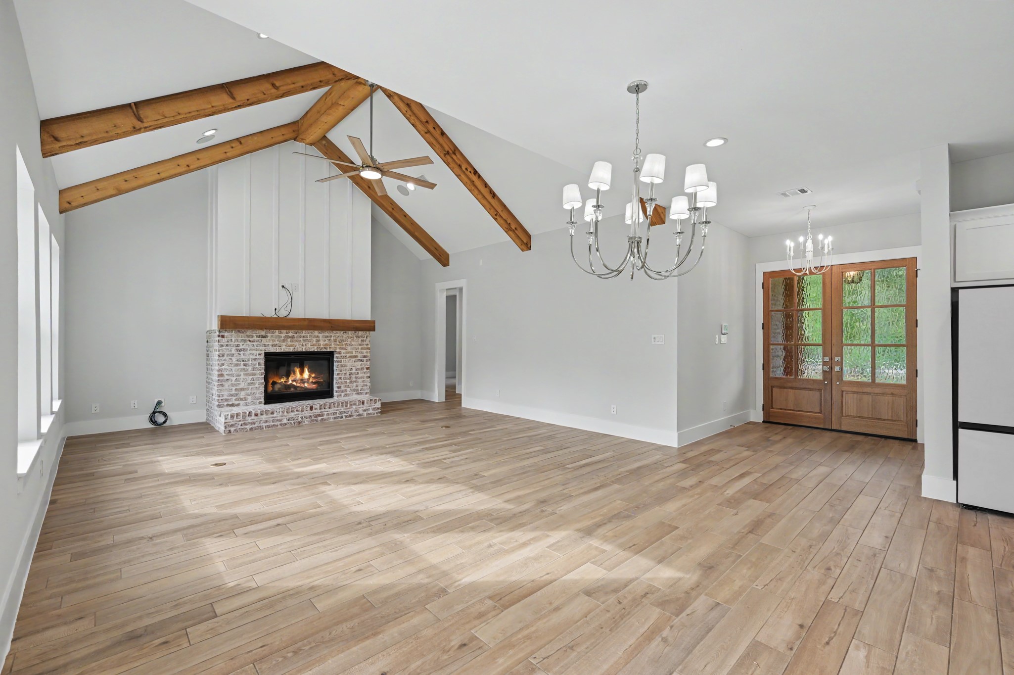Huge family Room with gorgeous fireplace